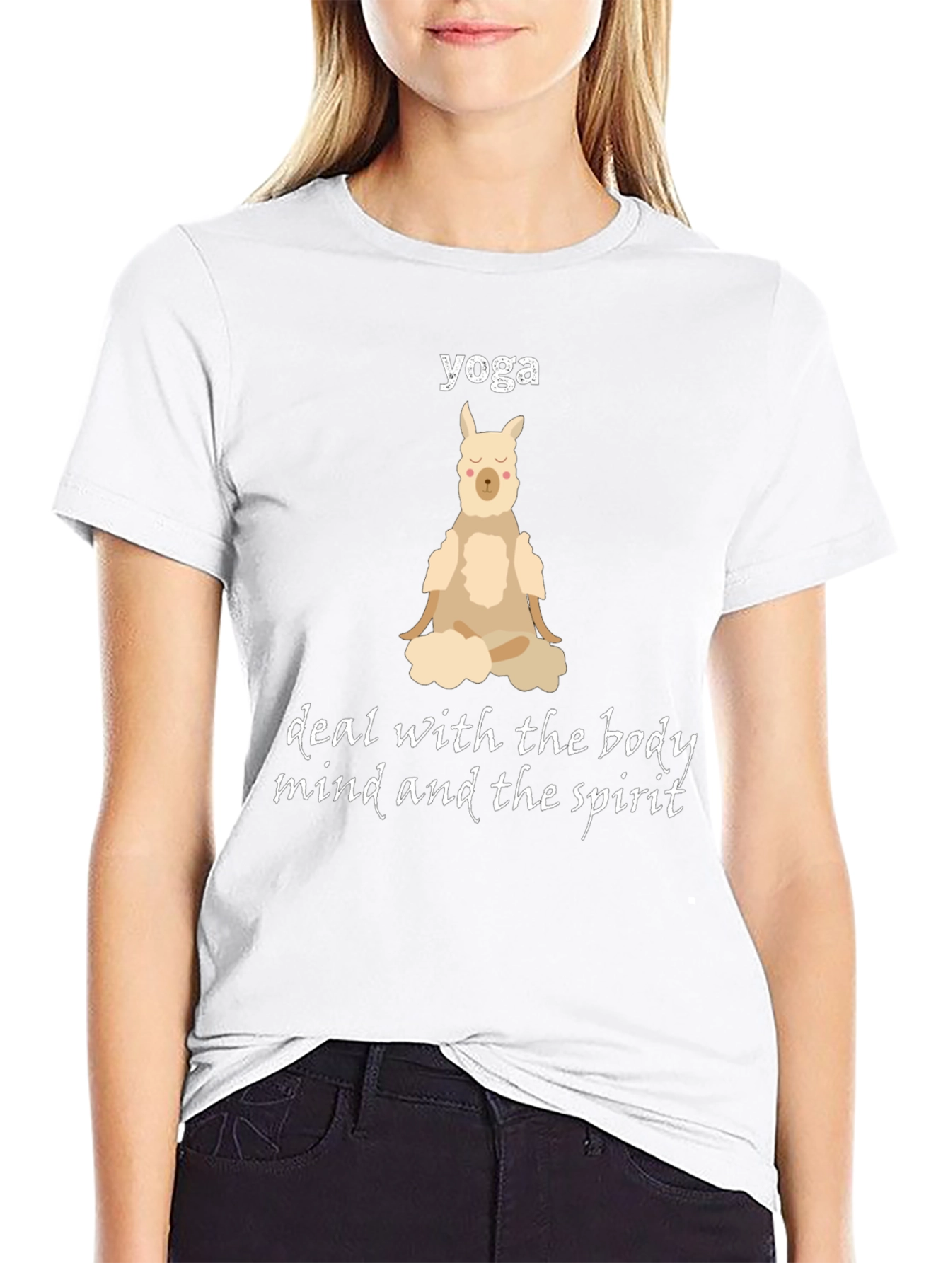 Black Yoga Llama T-Shirt - Body, Mind, Spirit view 9