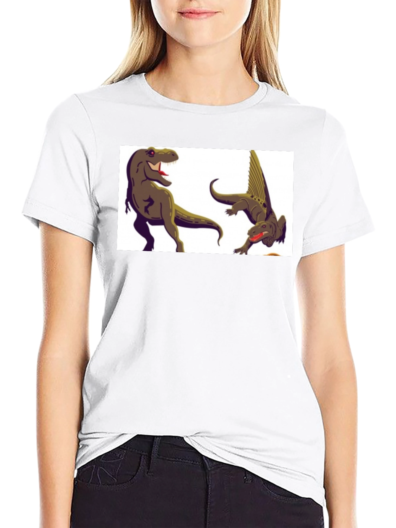 Black Dinosaur Graphic Tee - Black Cotton T-Shirt view 9