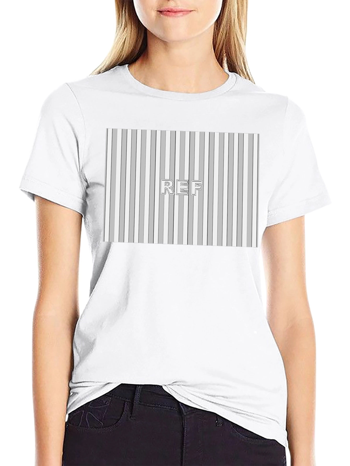 Black Striped Pattern REF Graphic Tee - Black view 9