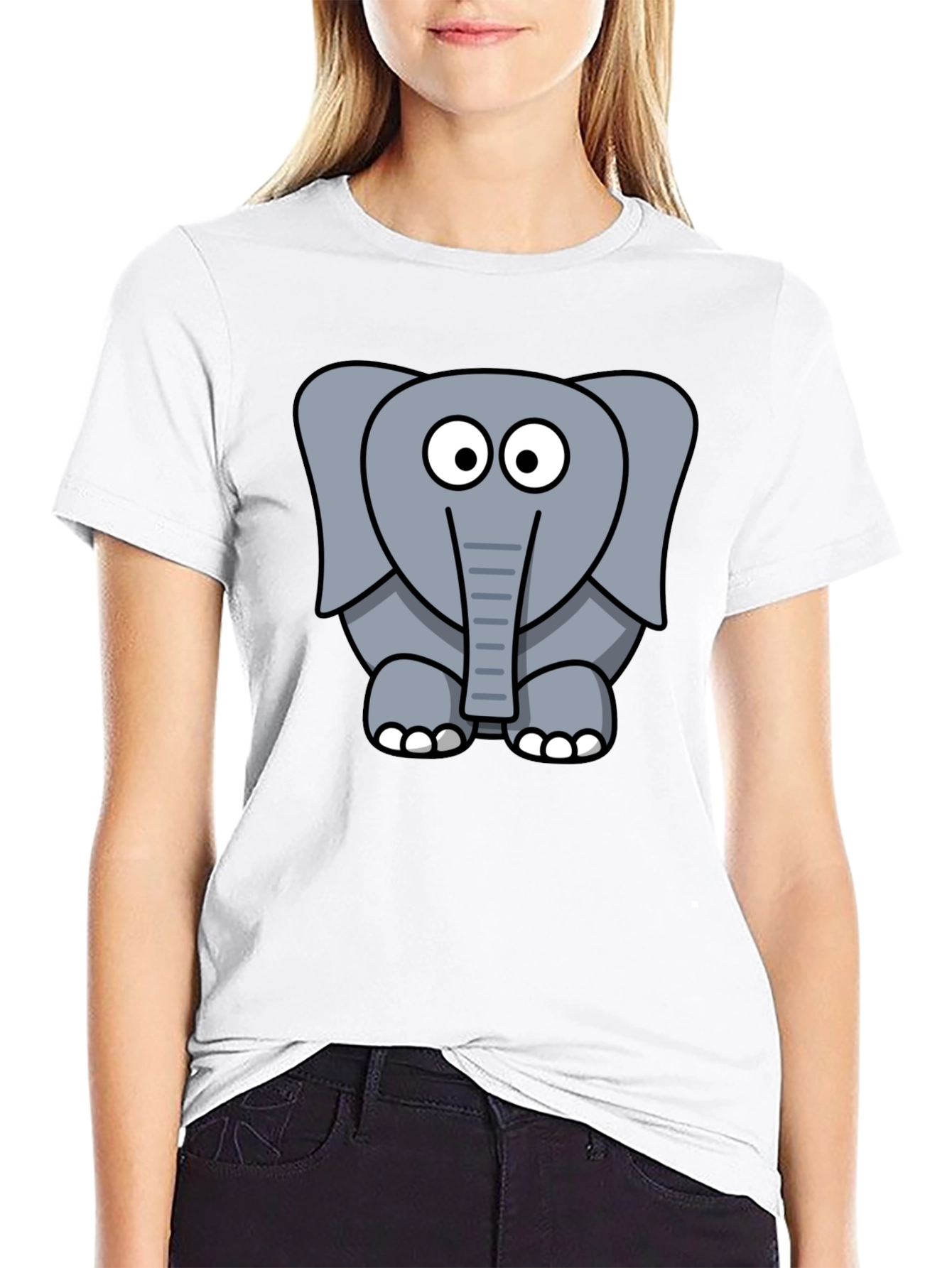 Black Cartoon Elephant Graphic T-Shirt - Unisex Black Tee view 9