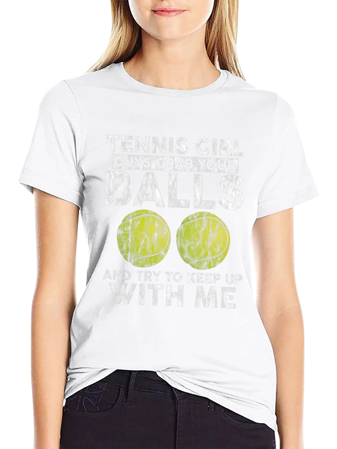 Black Tennis Girl Grab Your Balls Graphic Tee view 9