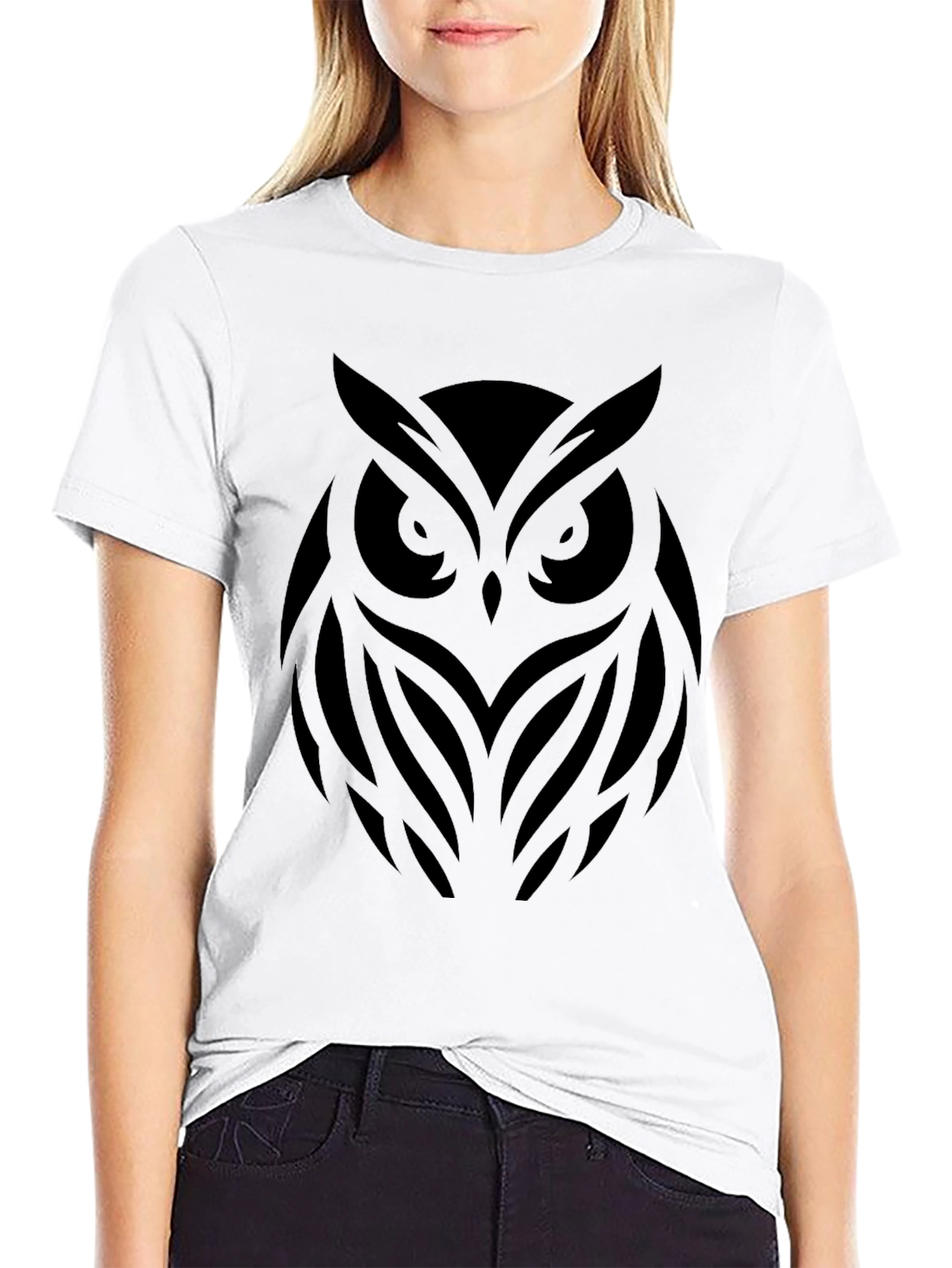 Black Men's Black Owl Graphic T-Shirt view 9