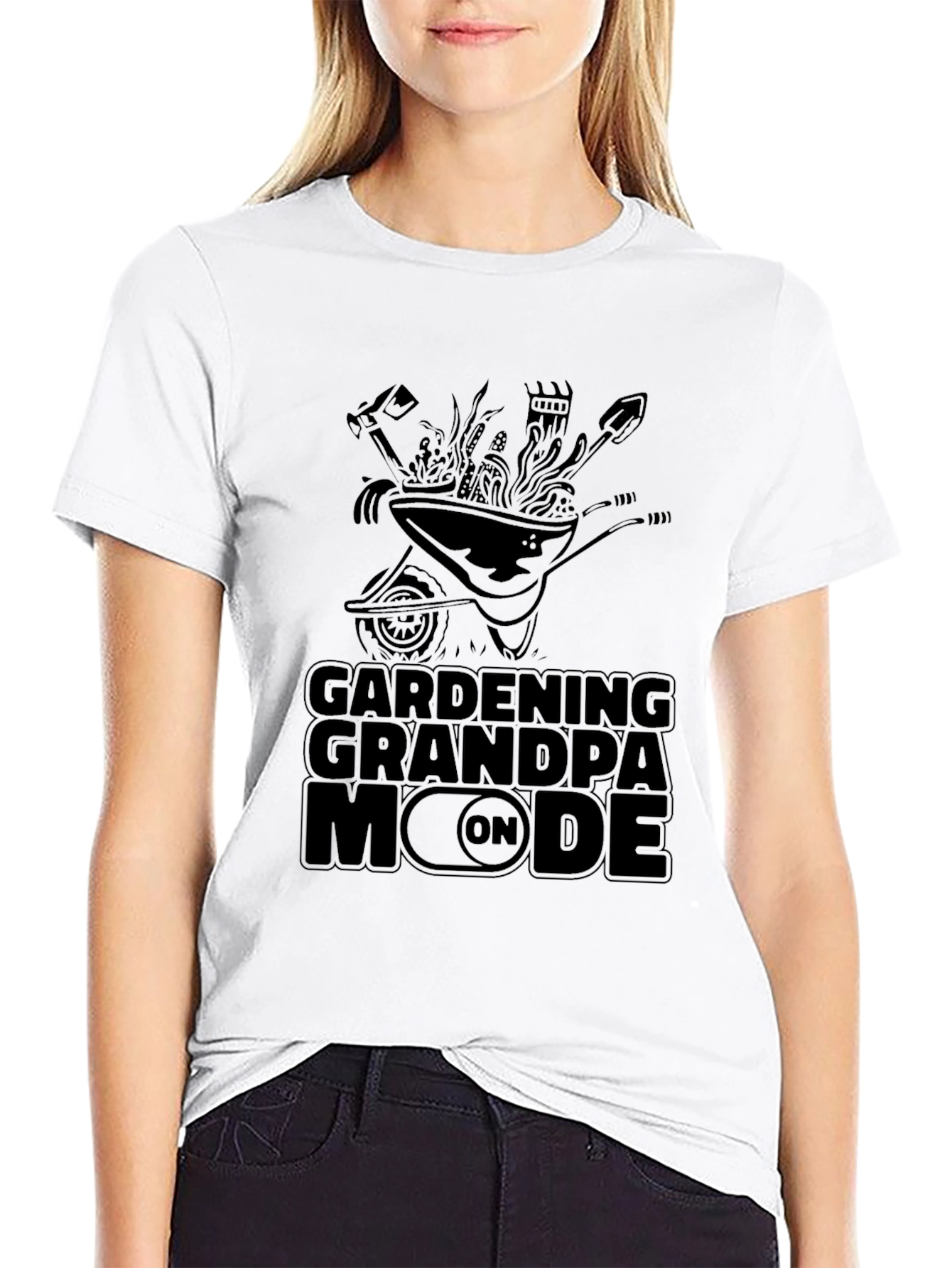 Black Gardening Grandpa Mode On T-Shirt - Black view 9
