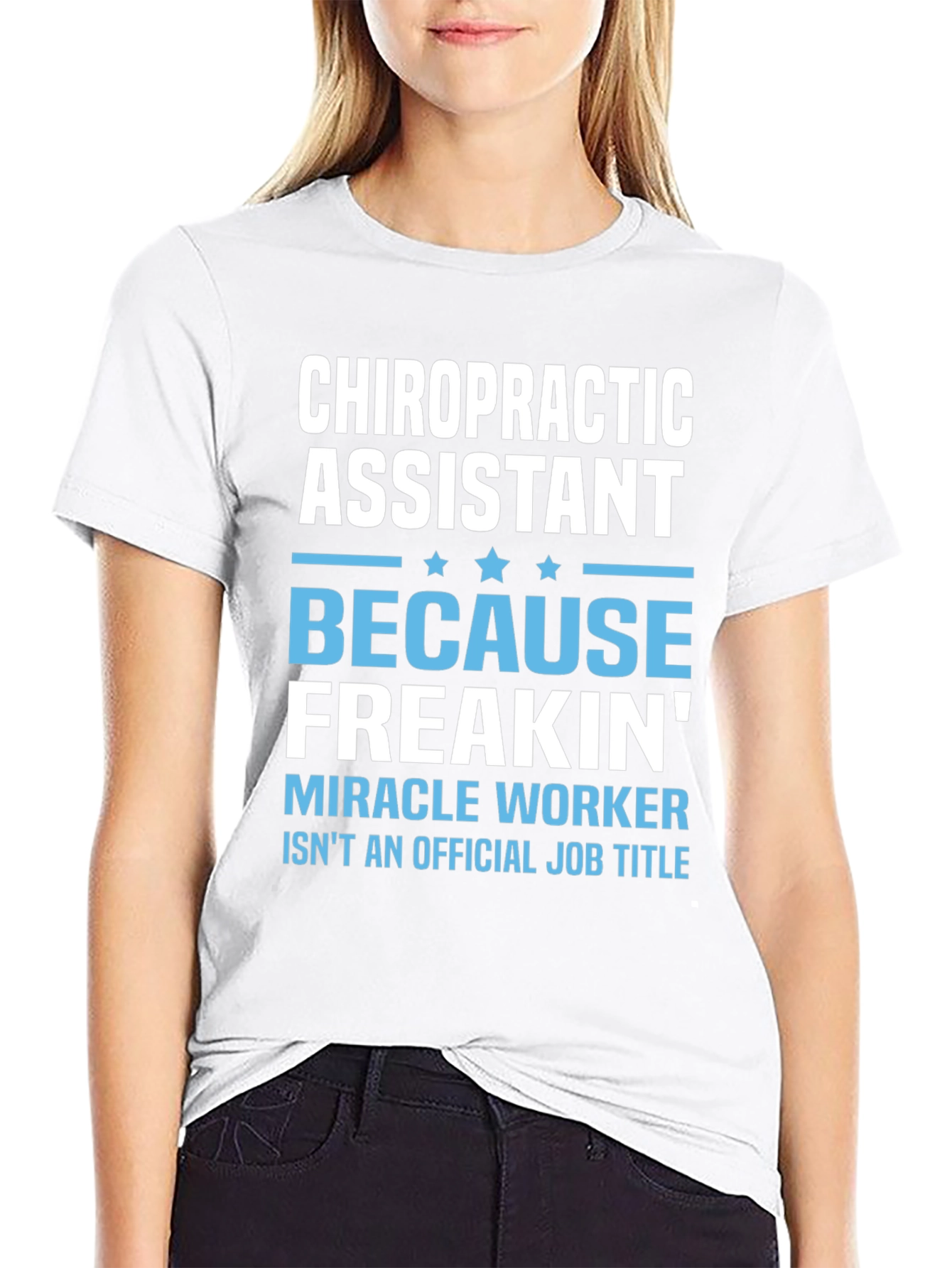 Black Chiropractic Assistant T-Shirt - Miracle Worker Edition view 9