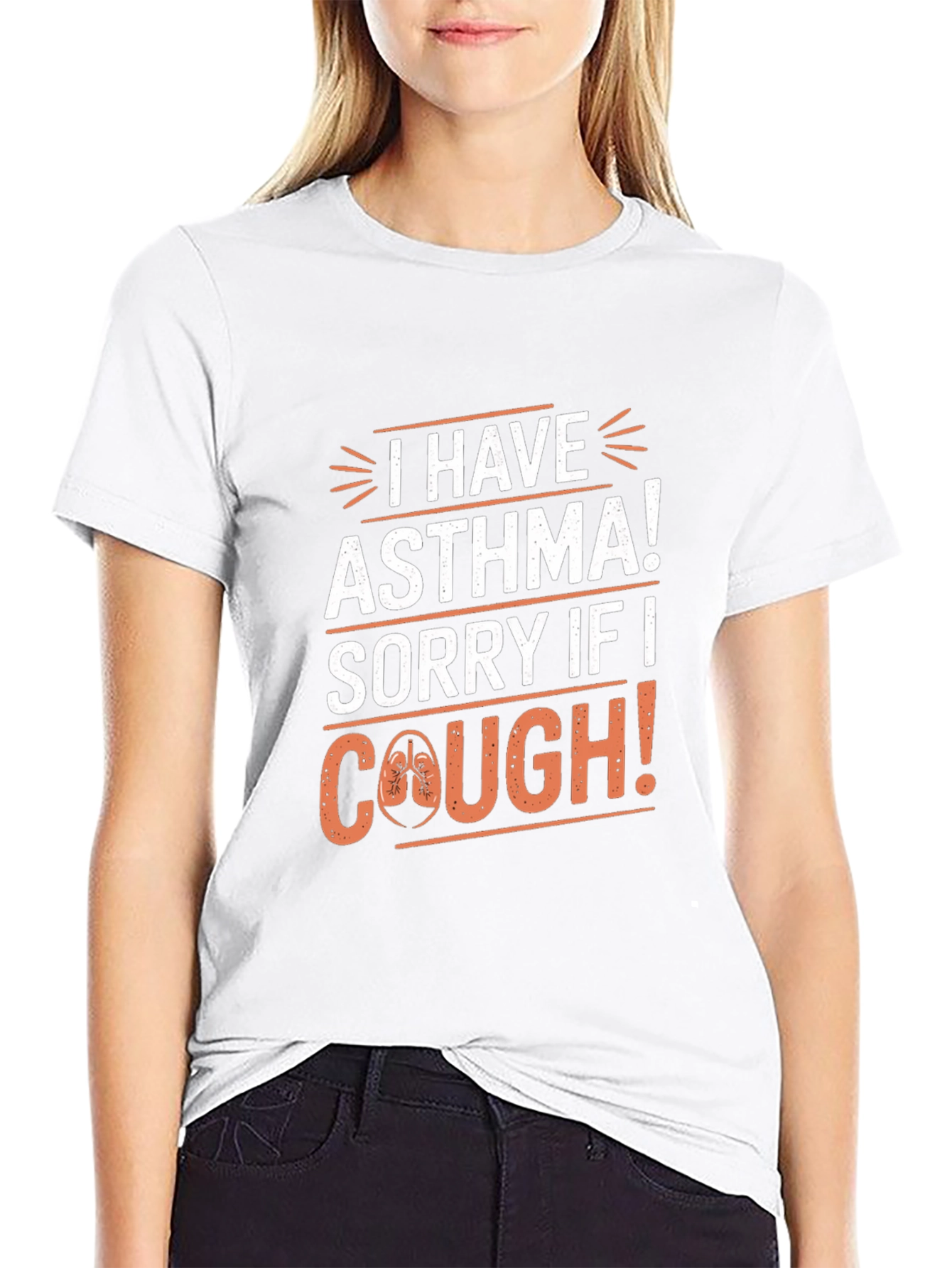 Black Asthma Awareness T-Shirt - 'Sorry If I Cough' view 9