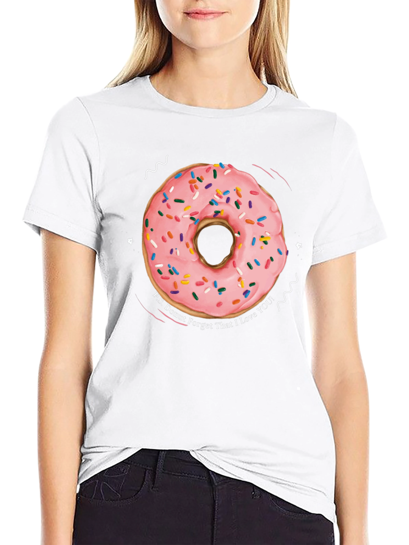 Black Donut Forget I Love You Black T-Shirt view 9