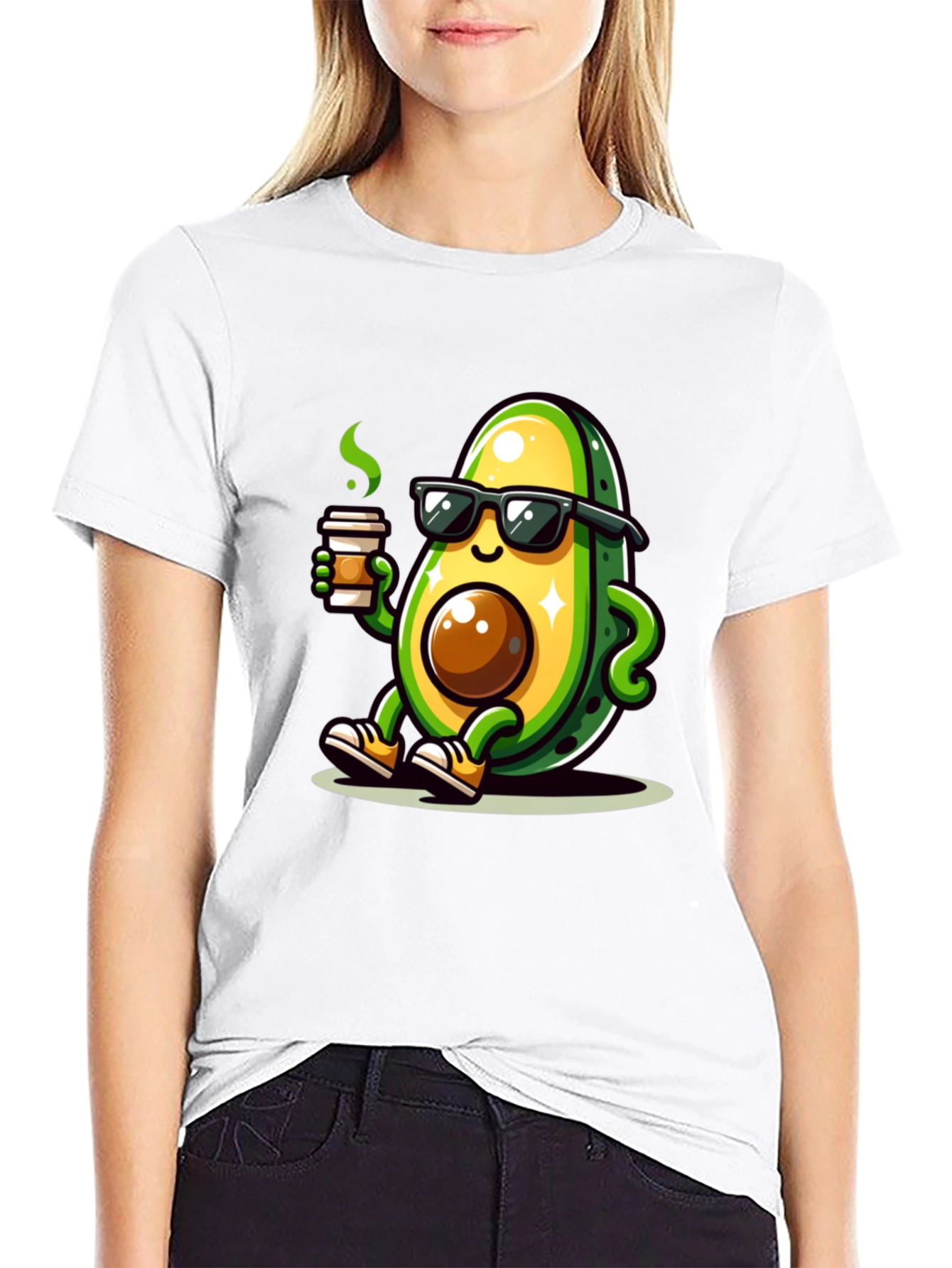 Black Cool Avocado Coffee T-Shirt view 9