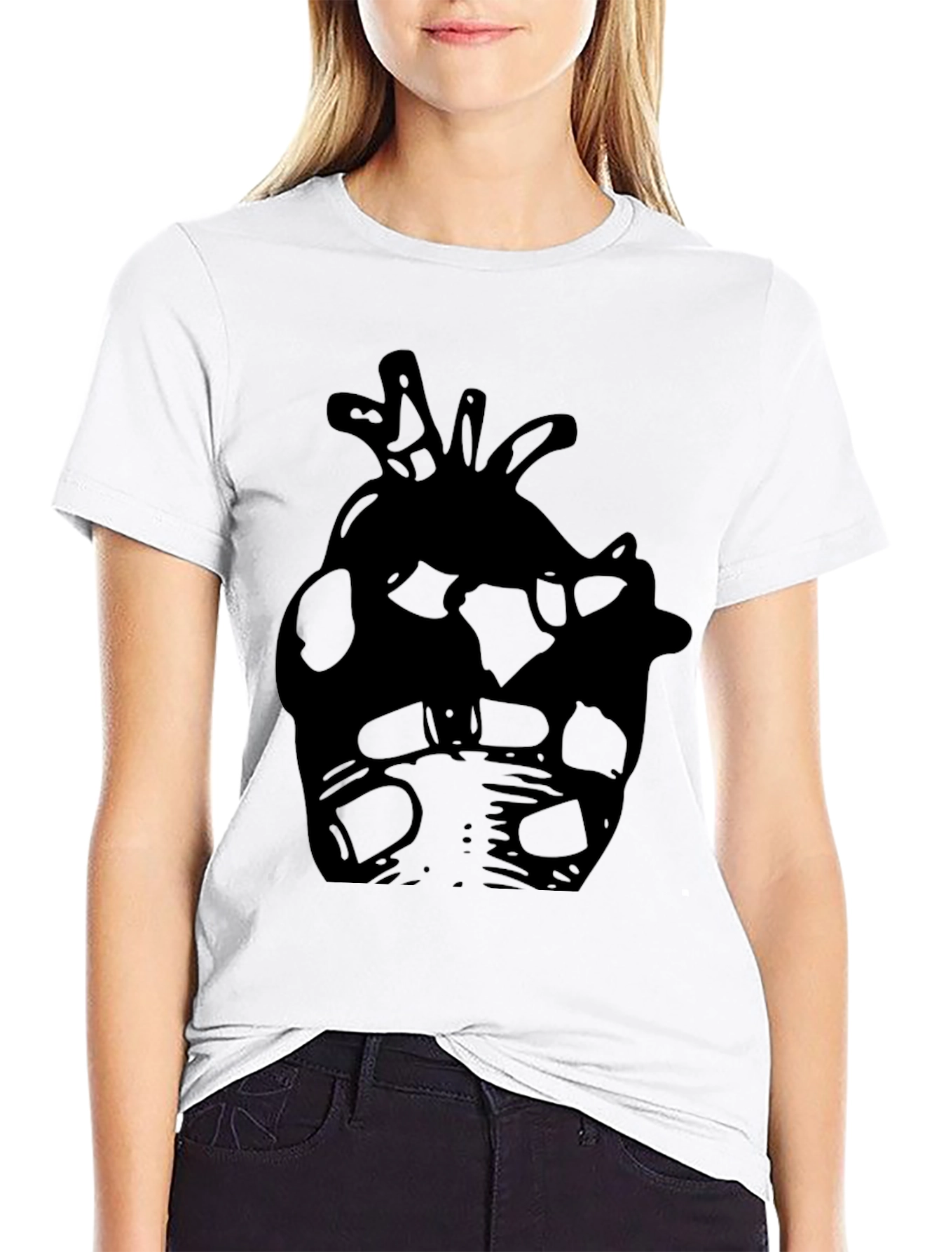 Black Unique Abstract Print Black T-Shirt view 9