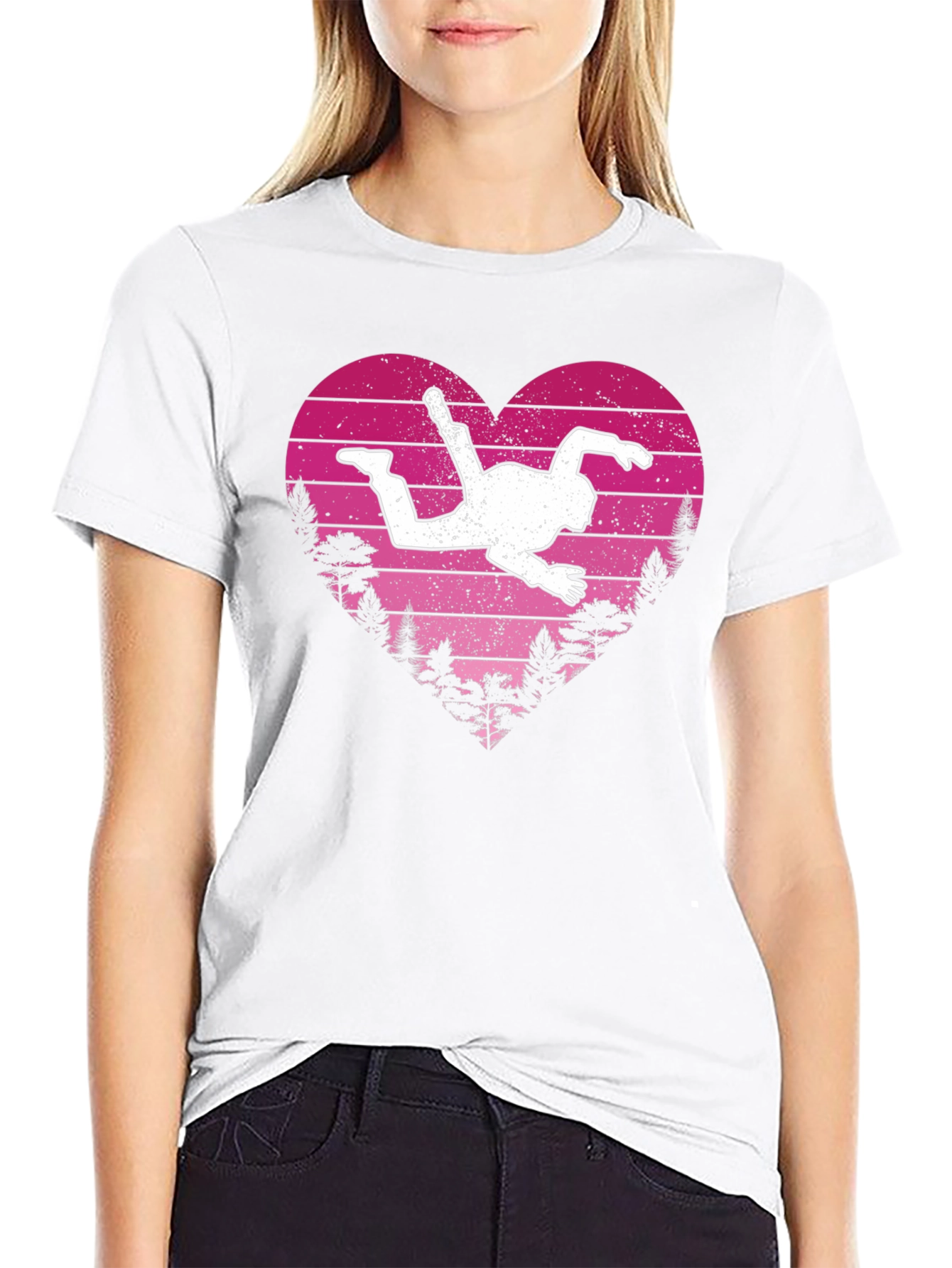 Black Skydiving Heart T-Shirt - Black Tee view 9