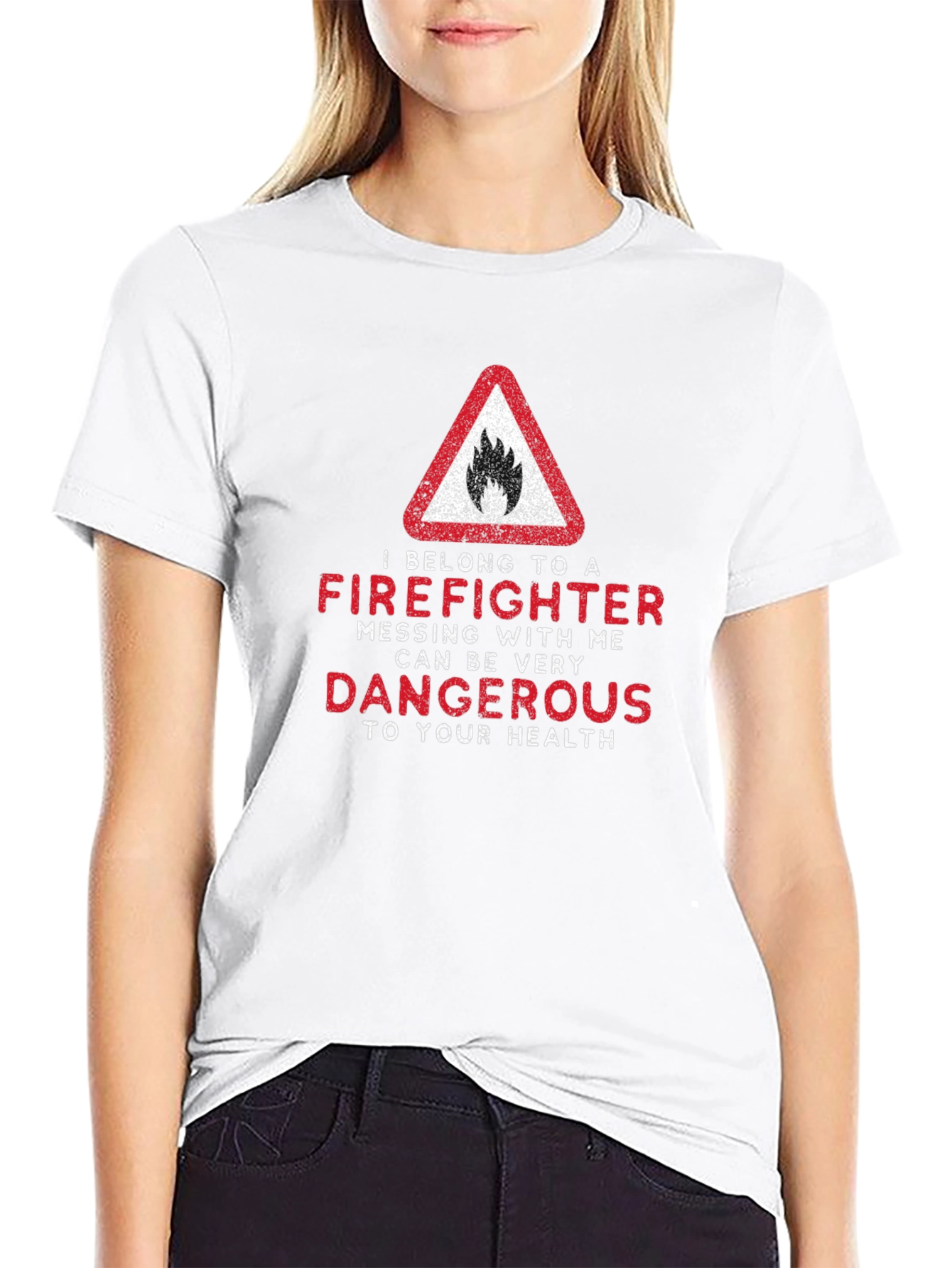 Black Firefighter Warning T-Shirt - Dangerous to Your Health view 9