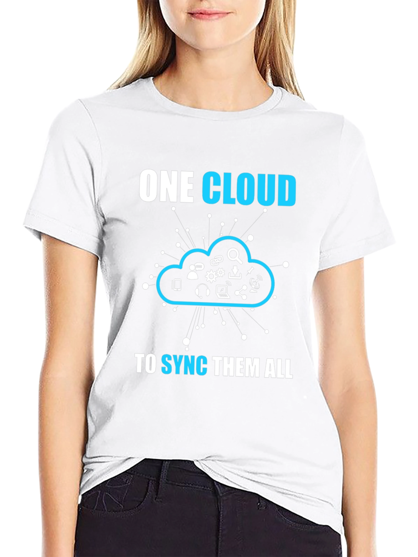 Black One Cloud to Sync Them All T-Shirt view 9