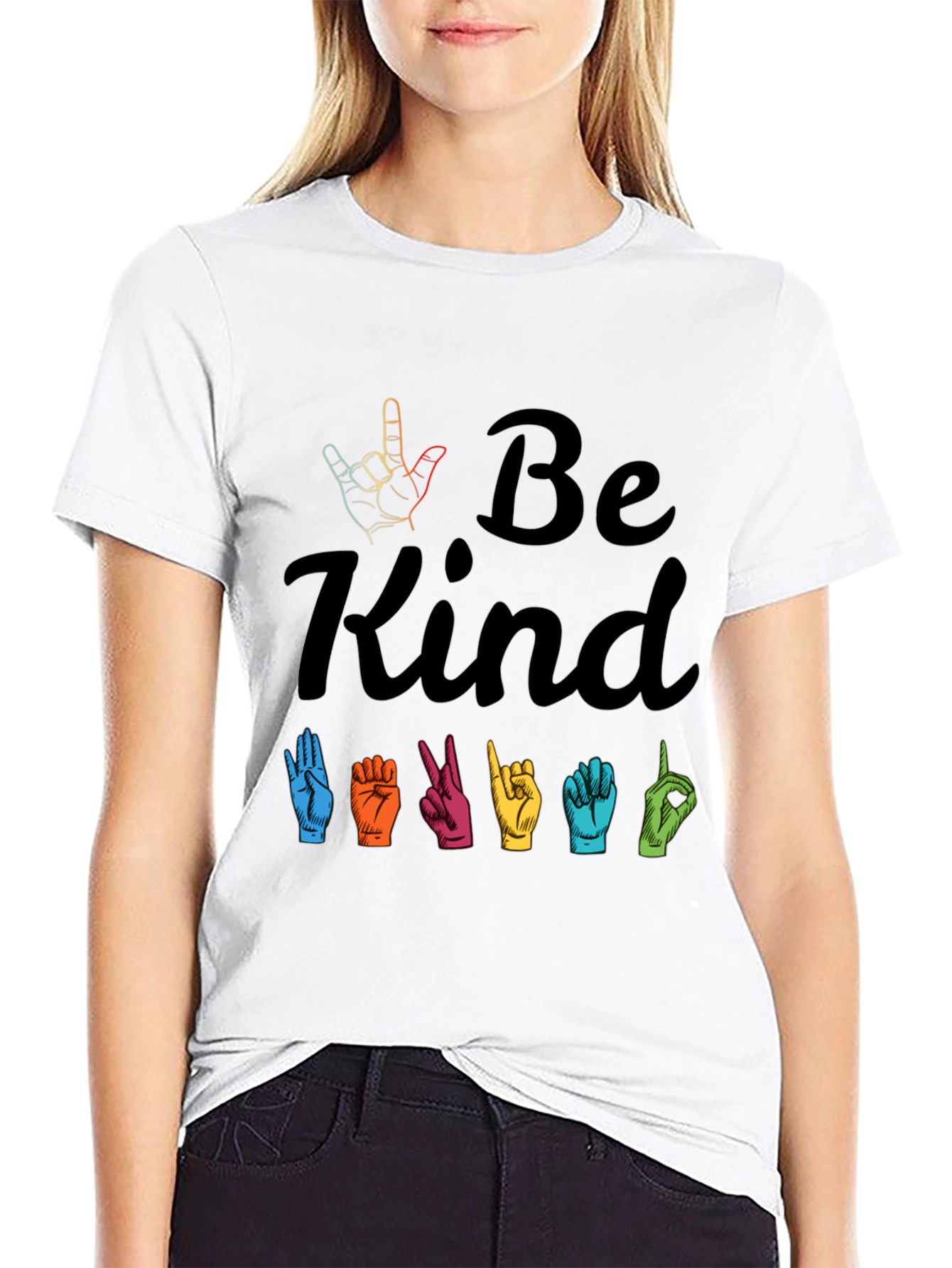 Black Be Kind ASL Graphic T-Shirt view 9