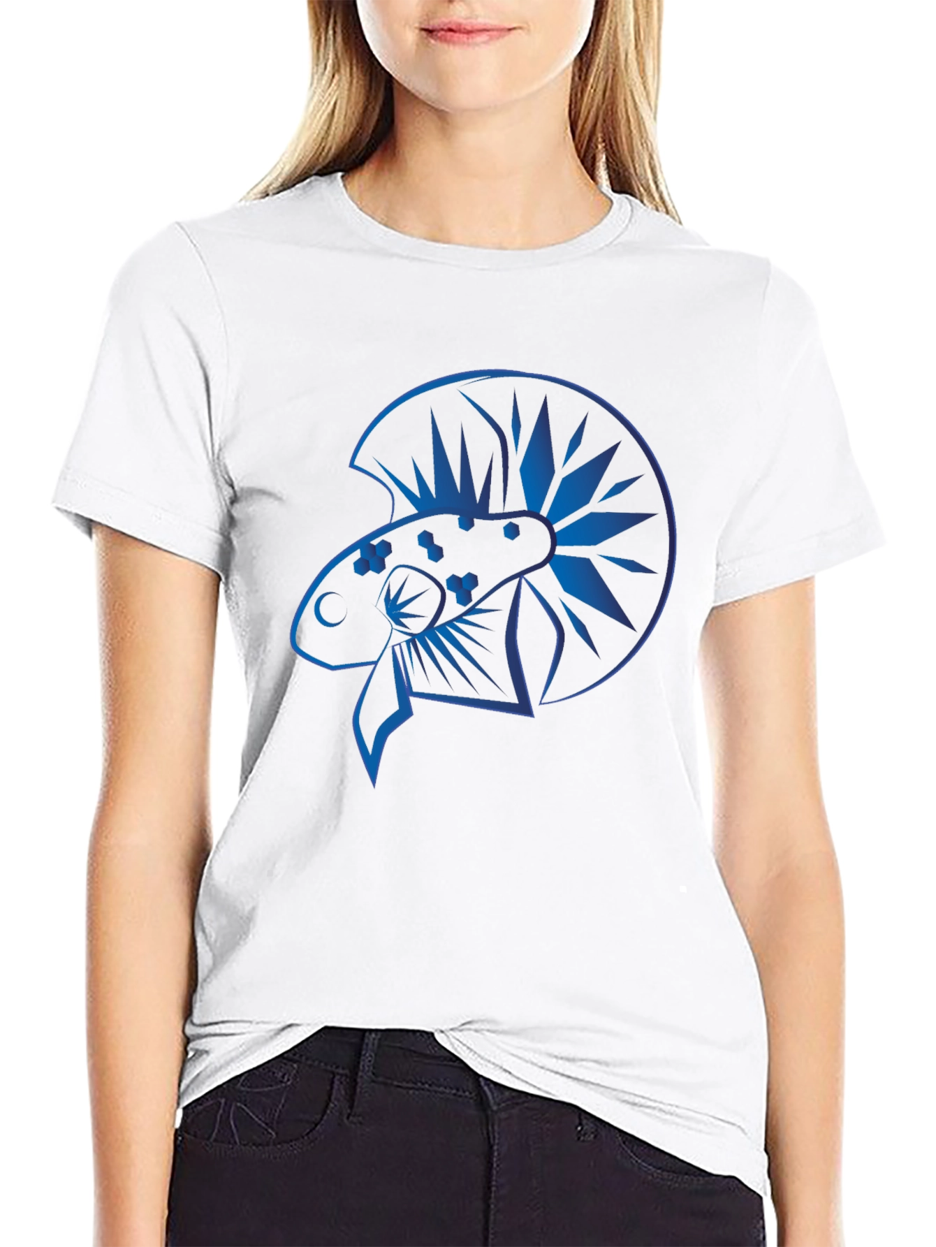 Black Blue Betta Fish Graphic Black T-Shirt view 9