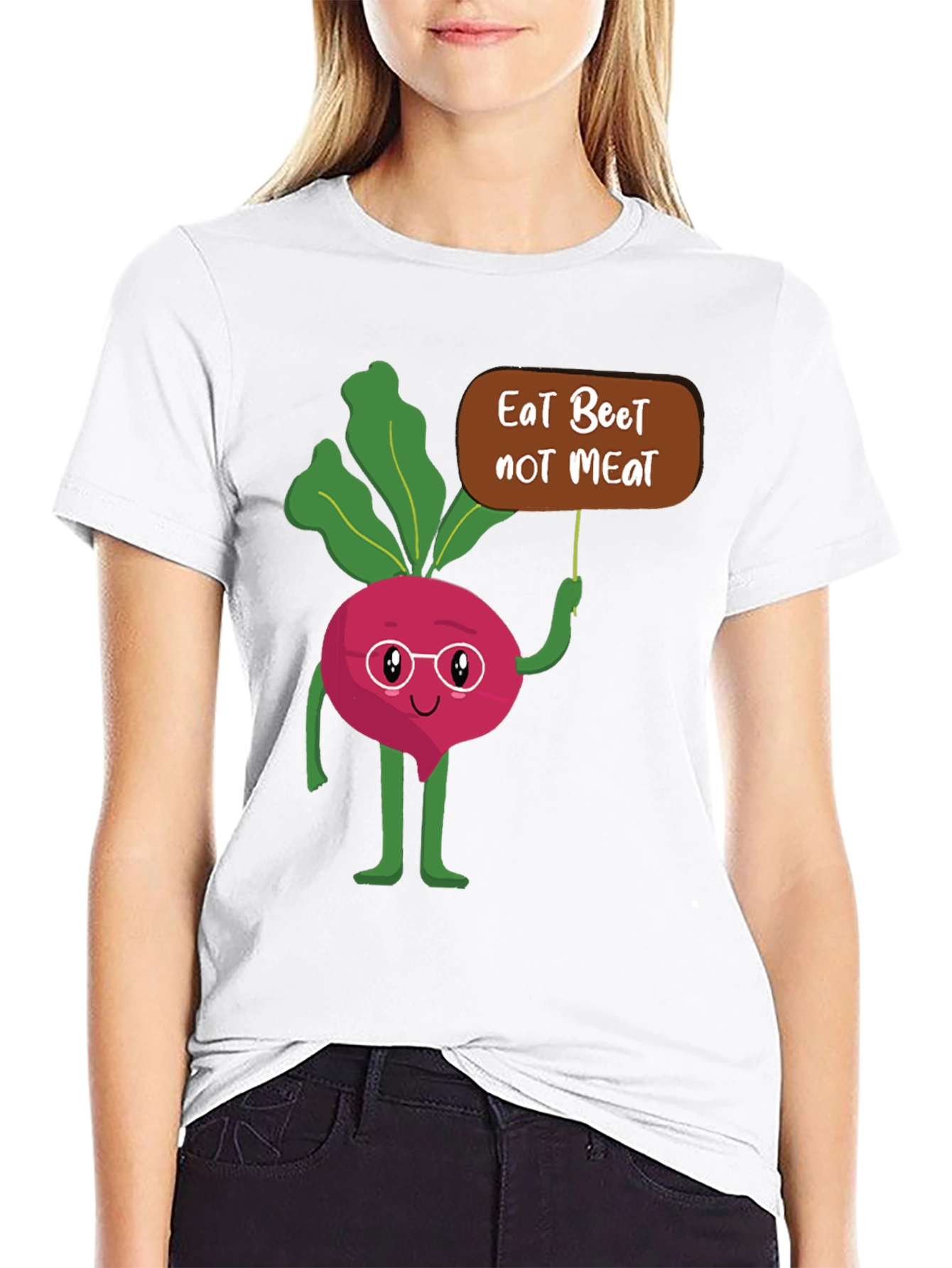 Black Eat Beet Not Meat Graphic T-Shirt view 9