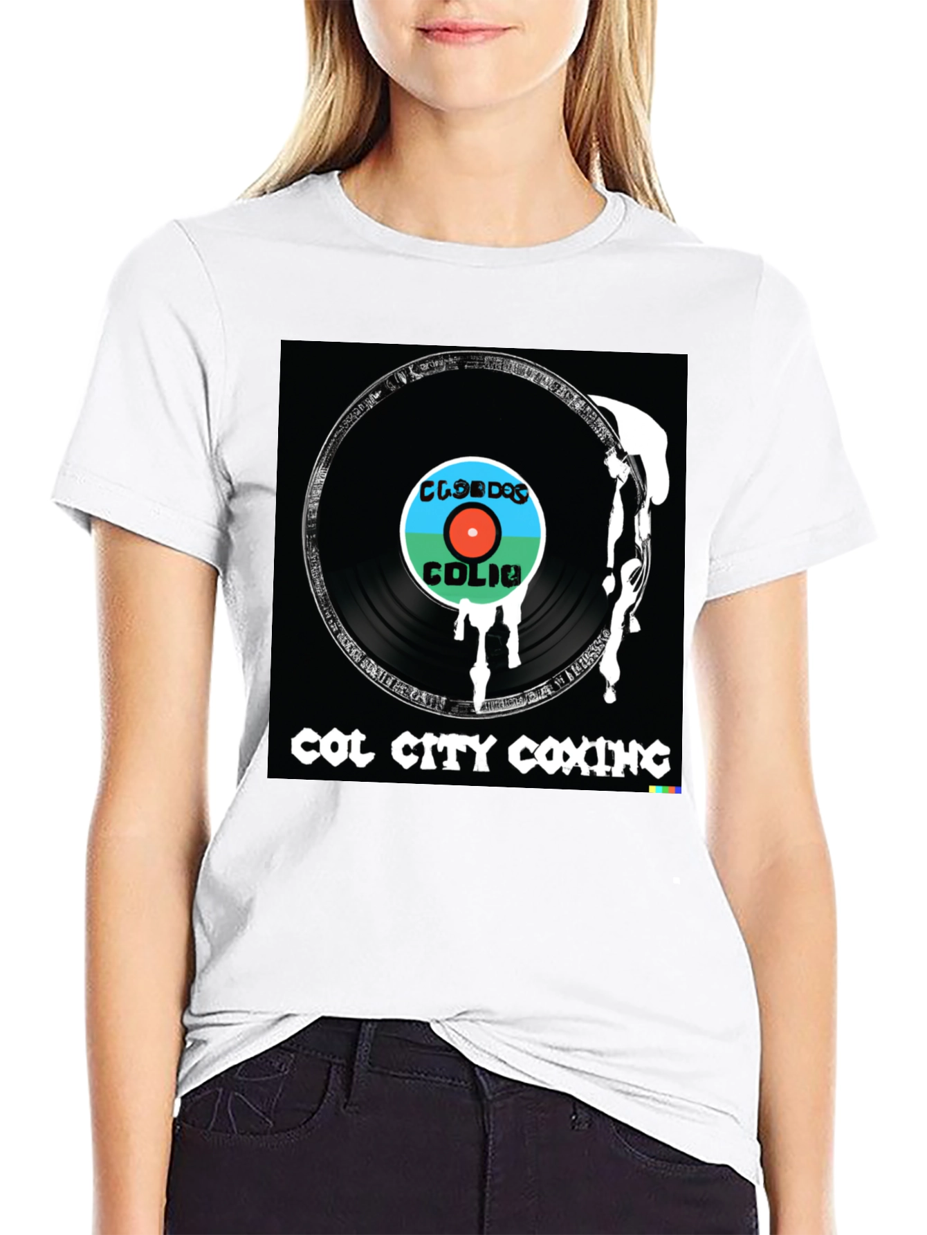 Black Col City Coxing Record Design Black T-Shirt view 9