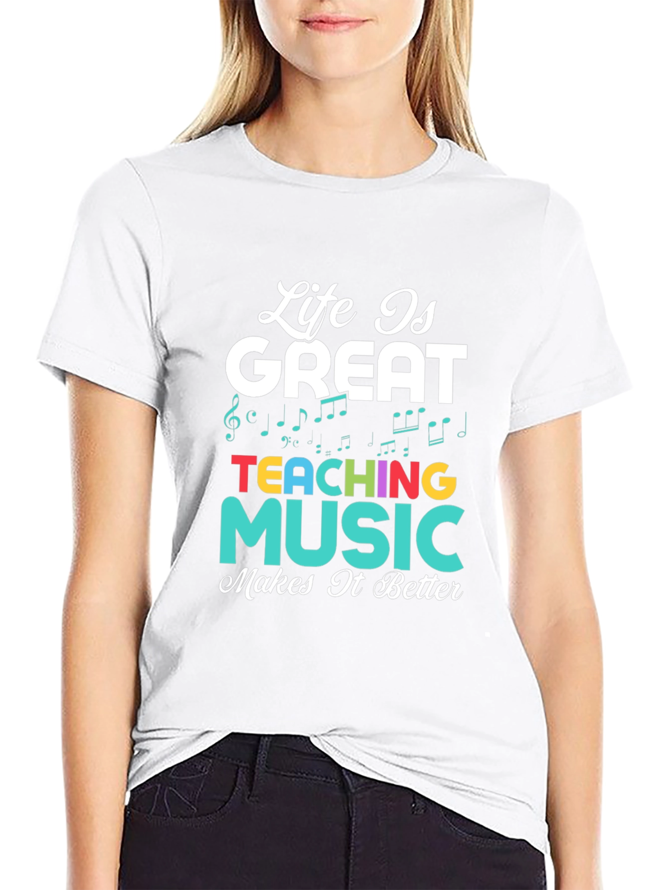 Black Life is Great Teaching Music Makes It Better T-Shirt view 9