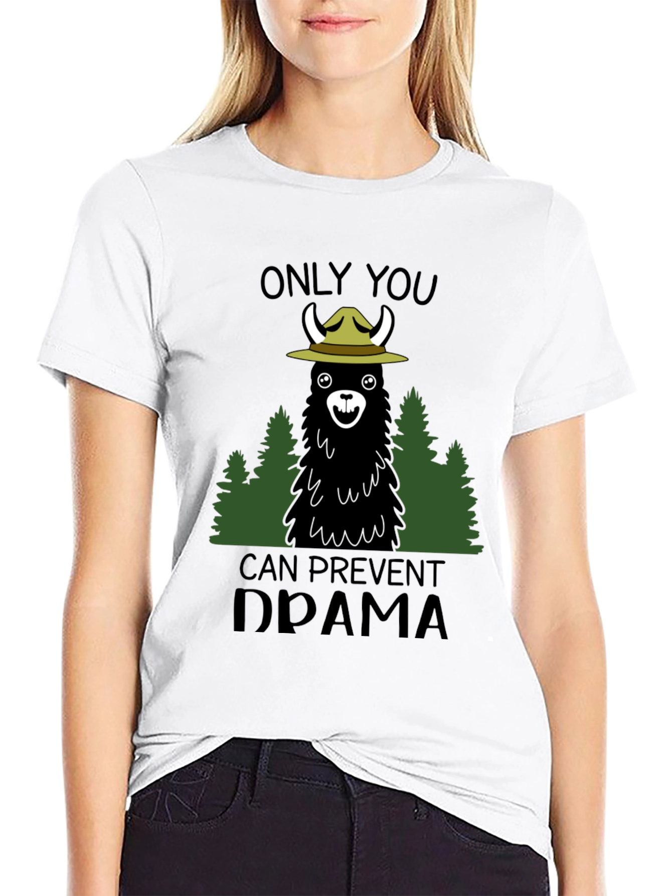 Black Llama Forest Ranger Graphic T-Shirt - Prevent Drama view 9
