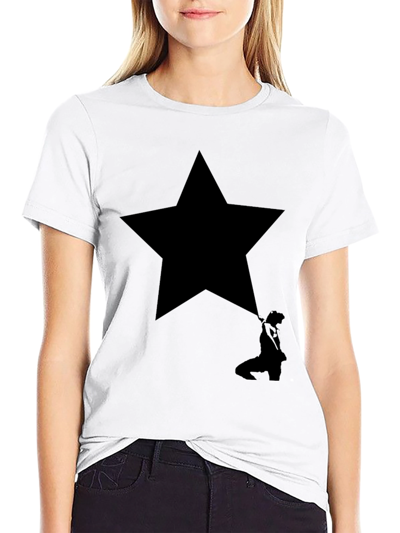 Black Star Silhouette Graphic Black T-Shirt view 9
