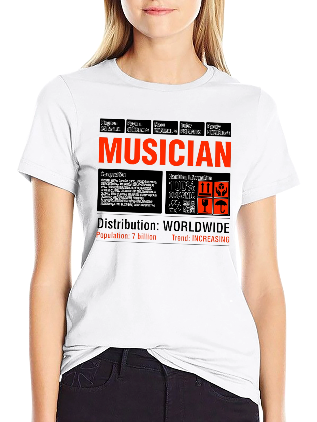 Black Musician Biological Classification Graphic T-Shirt view 9