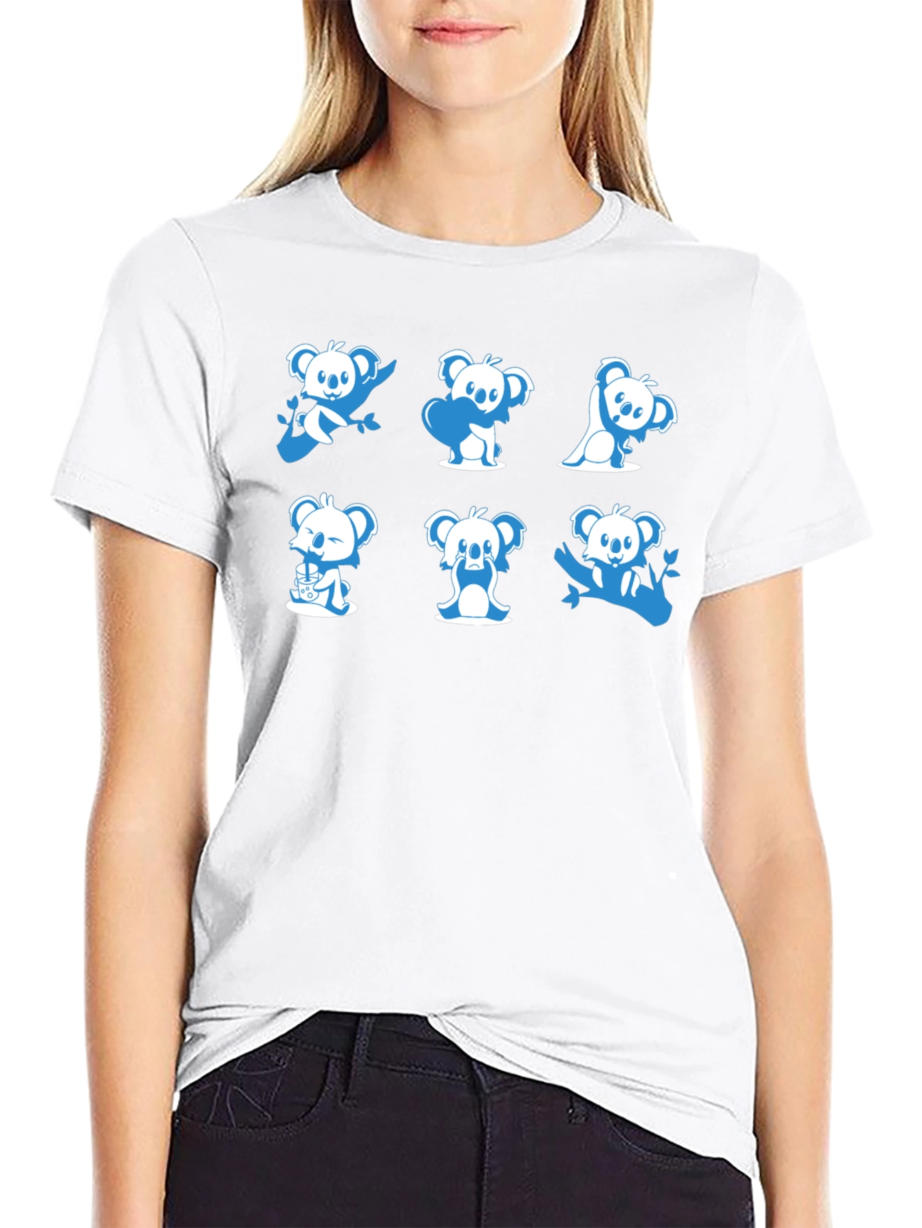 Cute Koala T-Shirt - Graphic Tee - Black Cotton Blend - 9