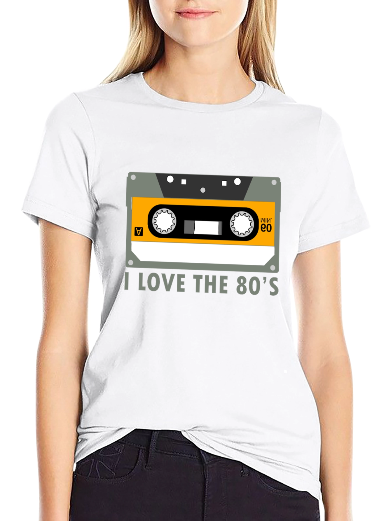 Black I Love the 80's Cassette Tape Black Graphic Tee view 9