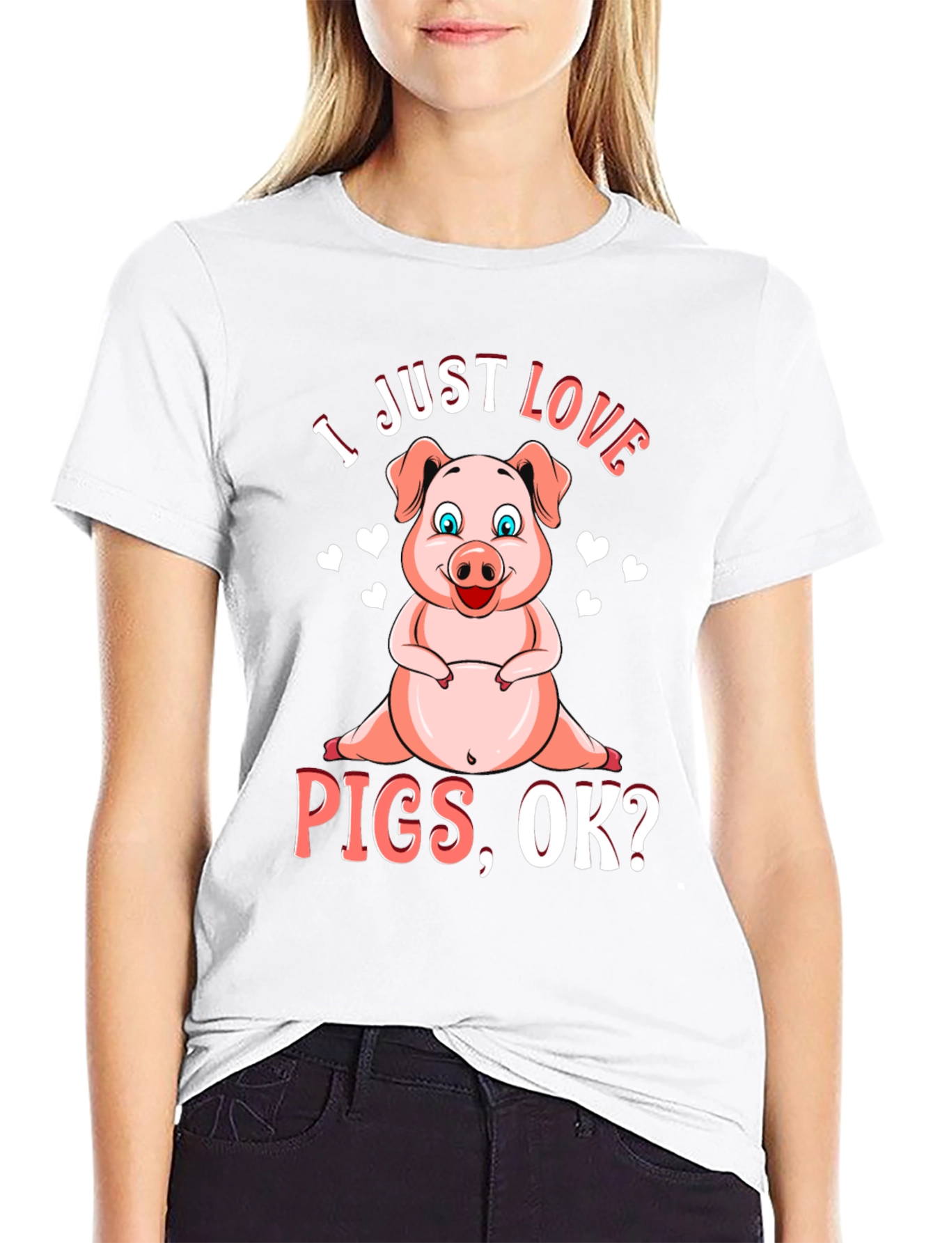 Black I Just Love Pigs Black T-Shirt Animal Lover Tee view 9