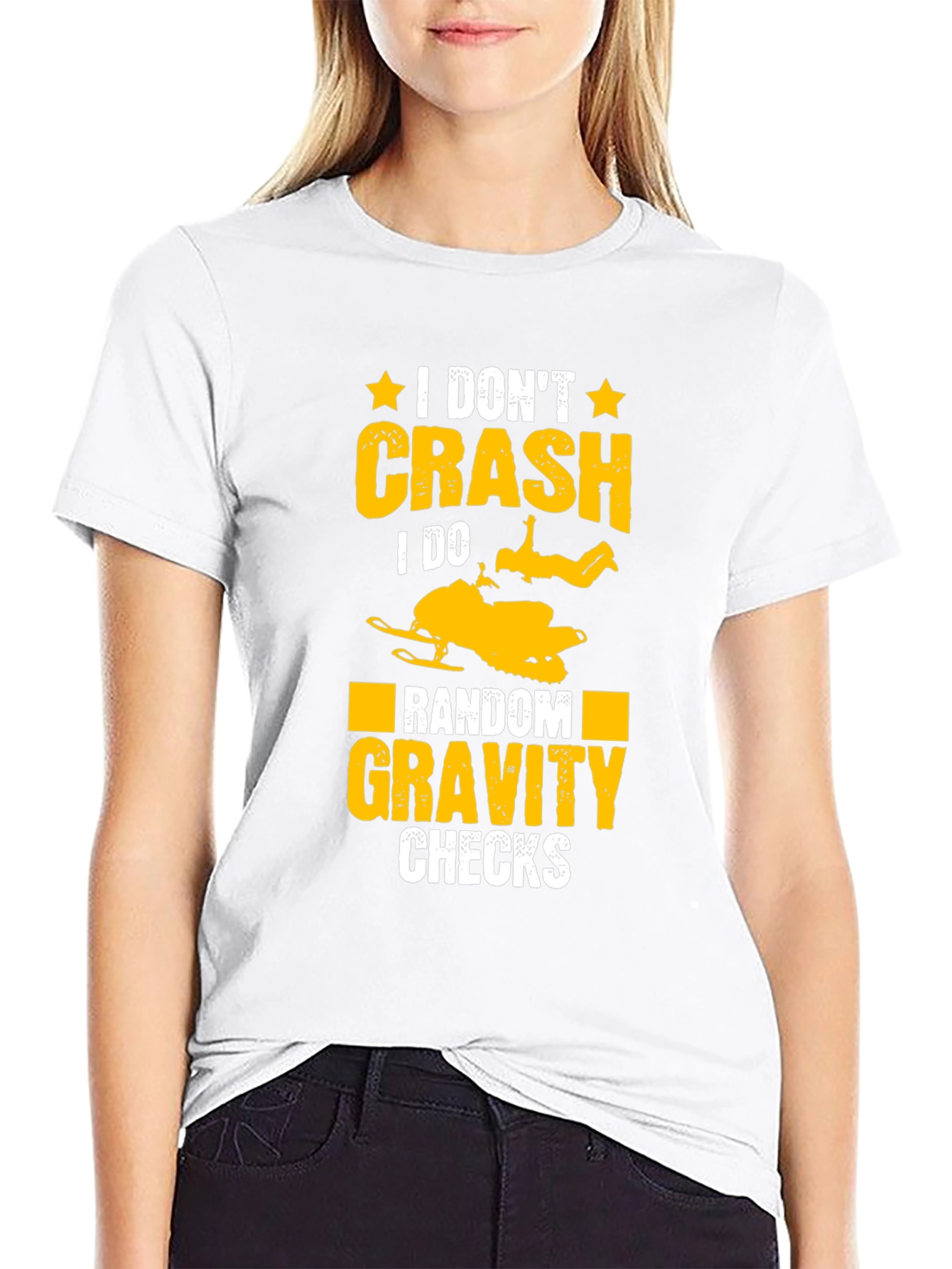 Black Funny Snowmobile T-Shirt: Random Gravity Checks view 9