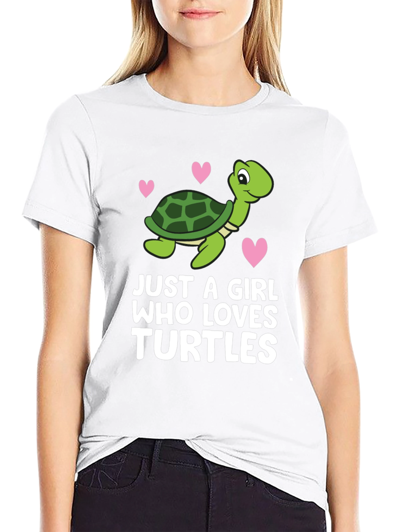 Black Cute Turtle Lover Tee - "Just A Girl Who Loves Turtles" view 9