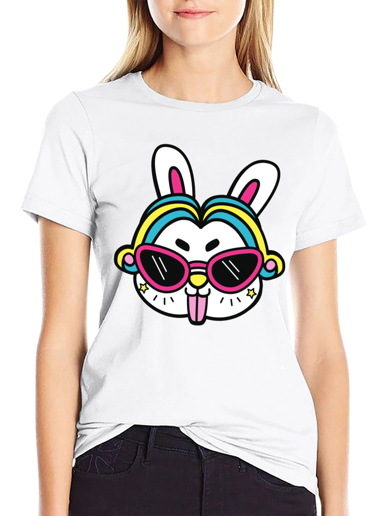 Black Cool Rabbit Graphic Tee view 9