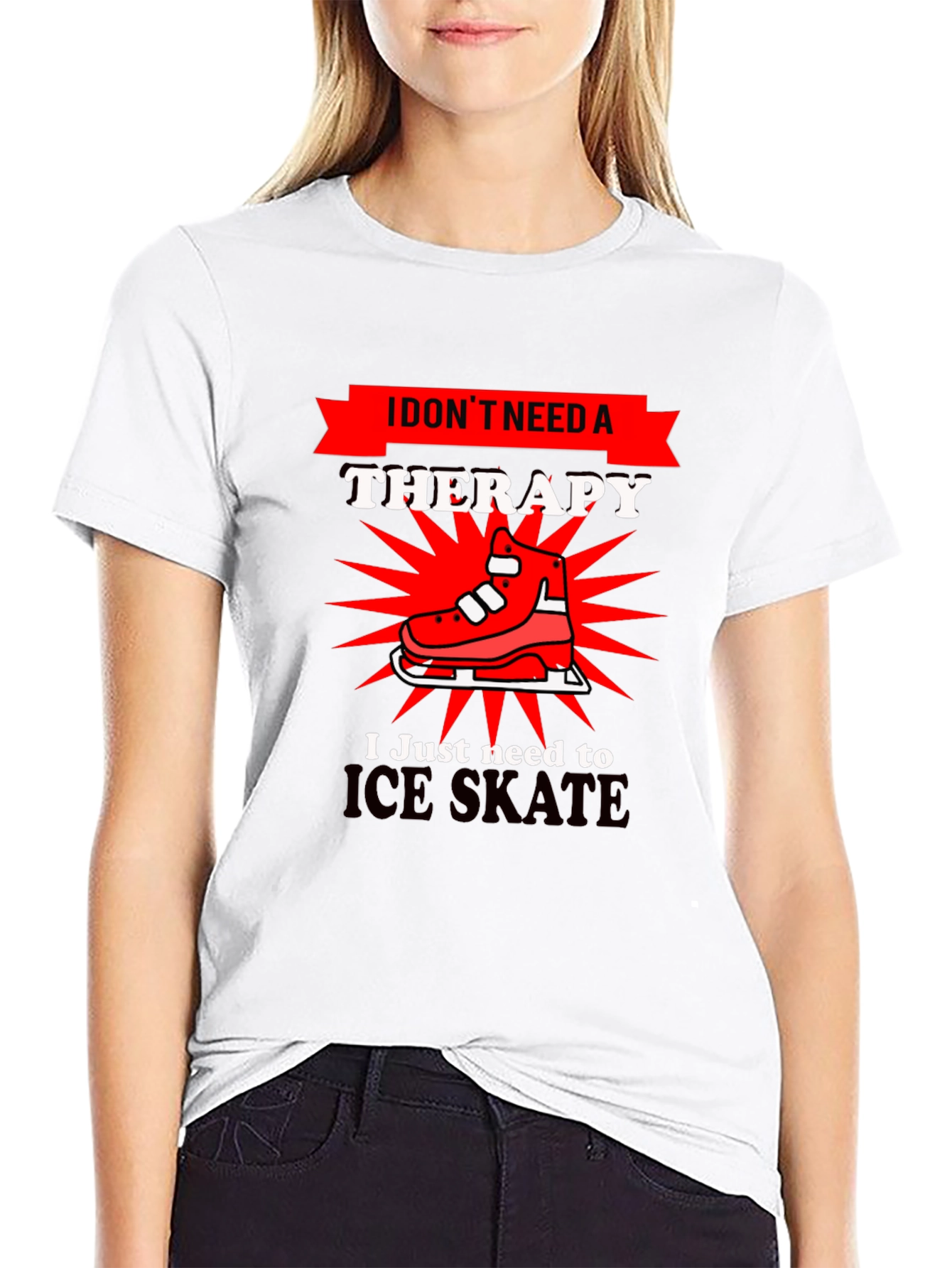 Black I Don't Need Therapy Ice Skate T-Shirt view 9