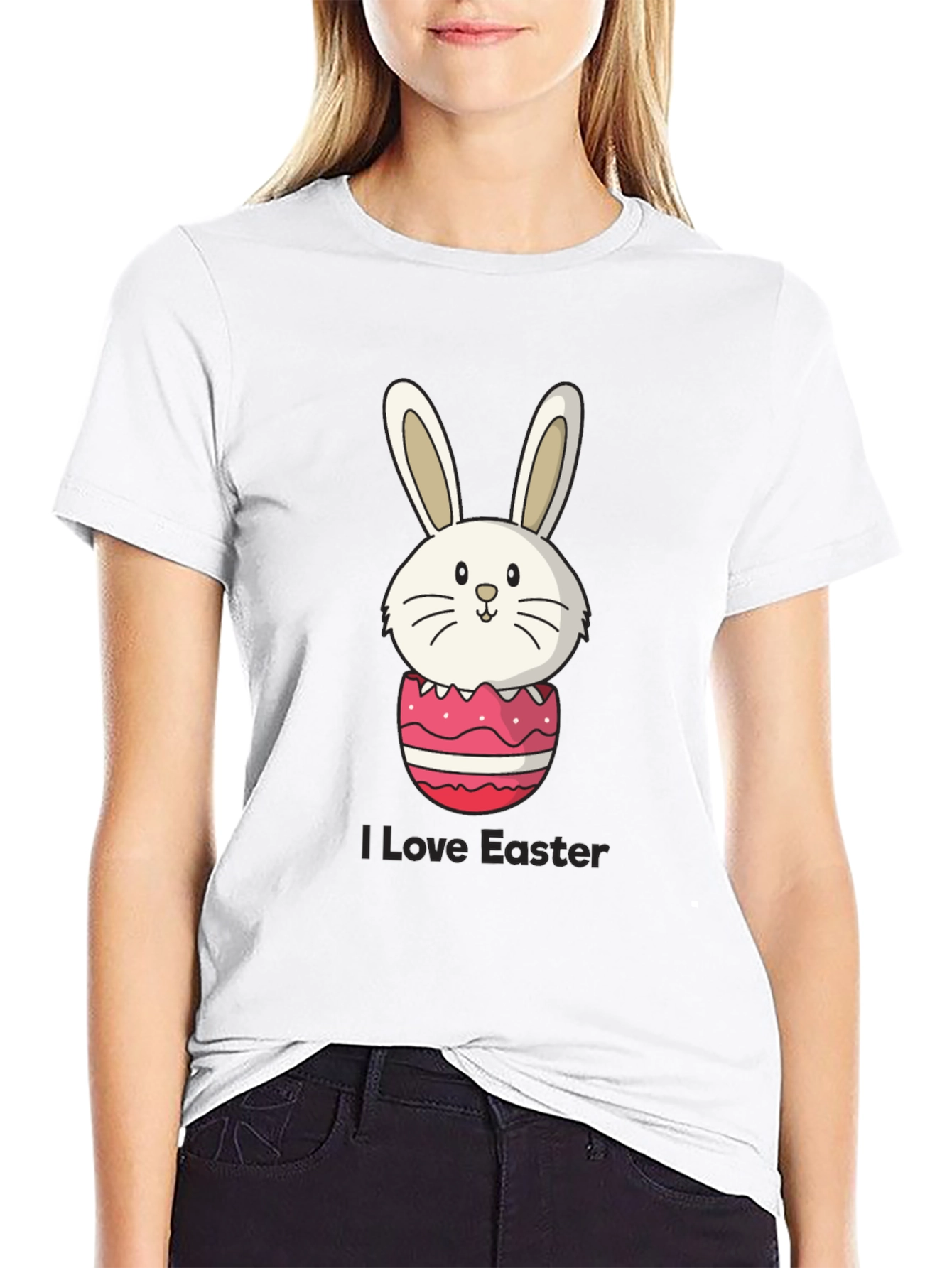 Black Easter Bunny Egg Black T-Shirt view 9