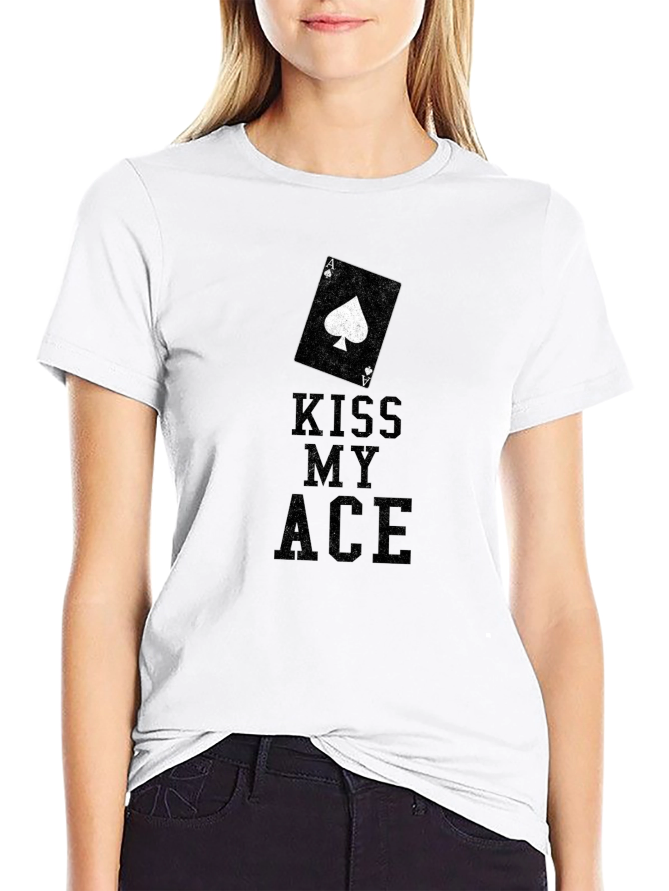 Black Kiss My Ace Black Graphic T-Shirt view 9