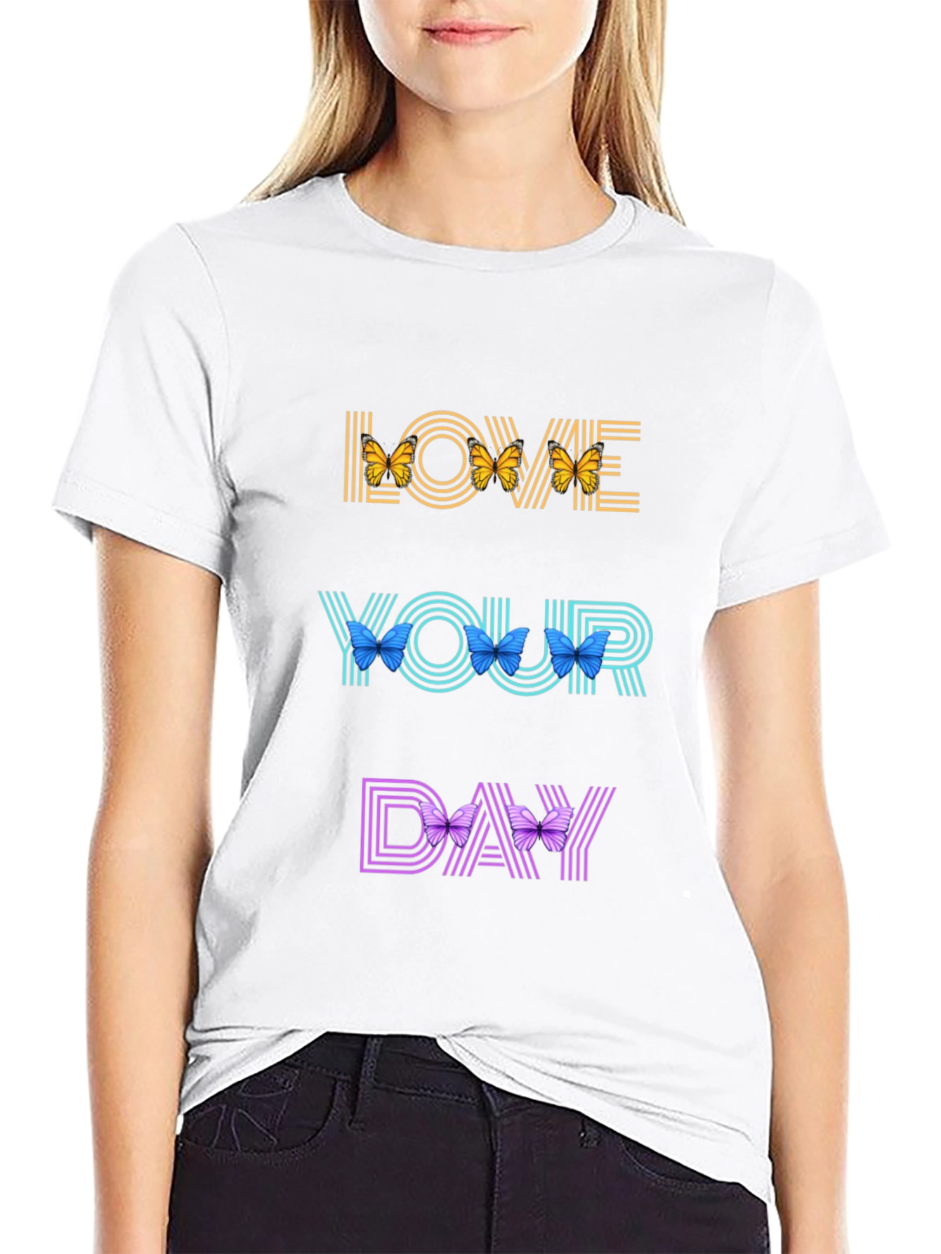 Black Love Your Day Butterfly T-Shirt view 9