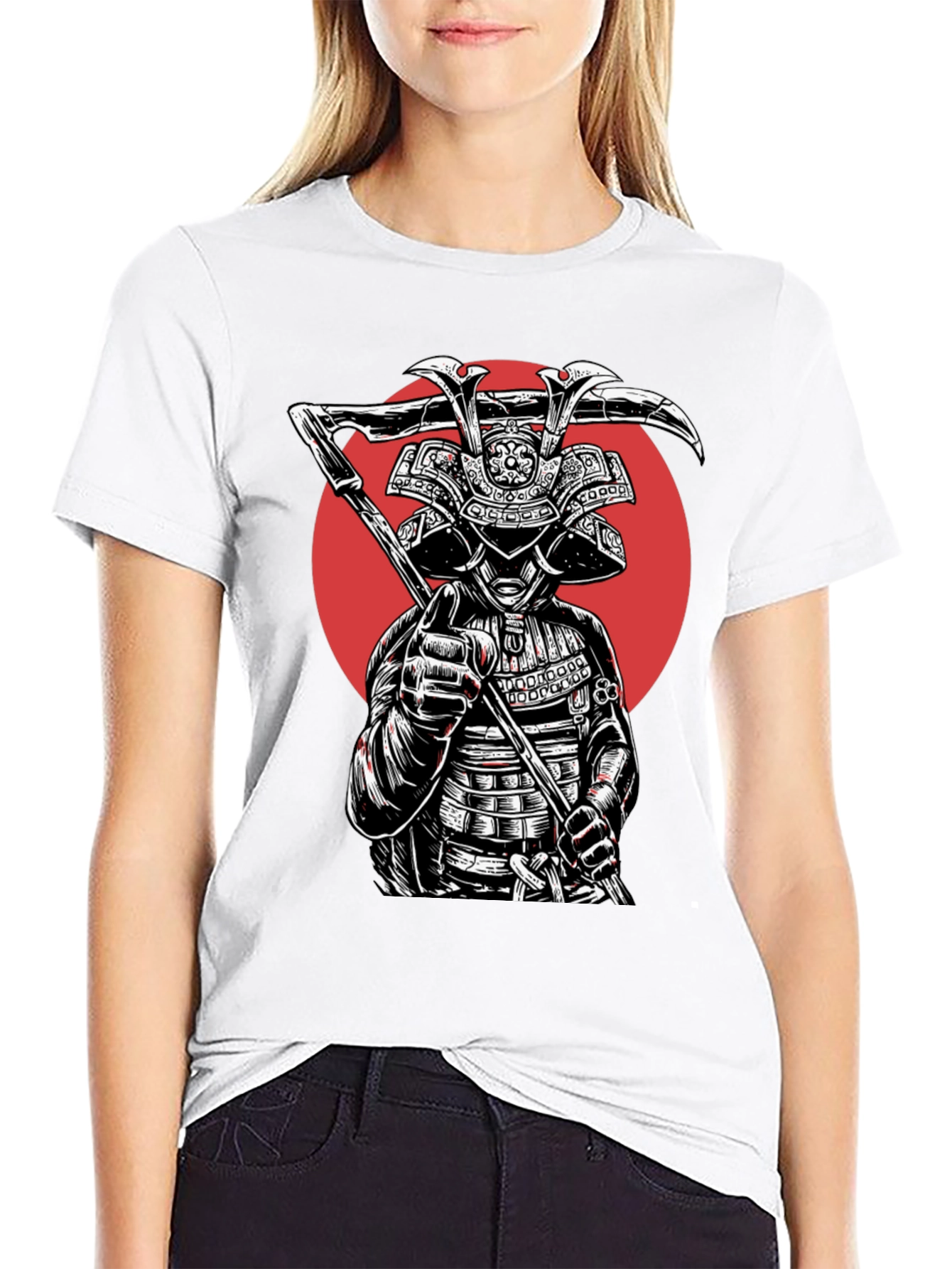 Black Samurai Warrior Graphic Tee - Black Cotton Blend view 9