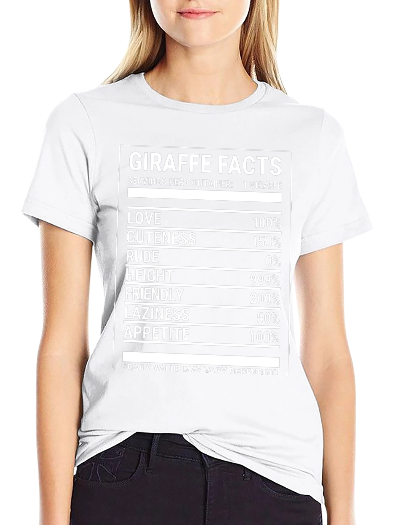 Black Giraffe Facts Funny T-Shirt Nutrition Label Humor Tee view 9