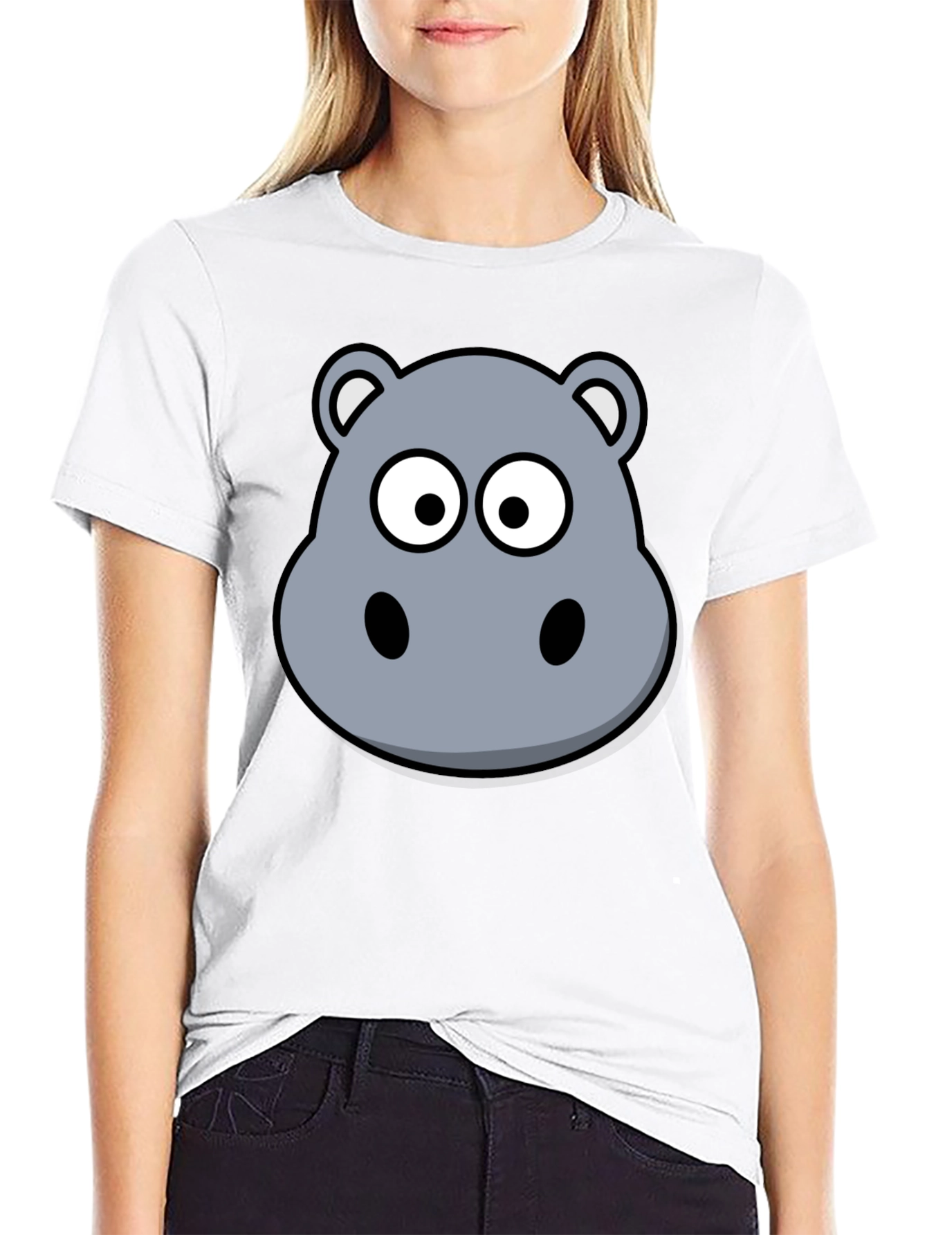 Black Hippo Graphic Print Black T-Shirt view 9