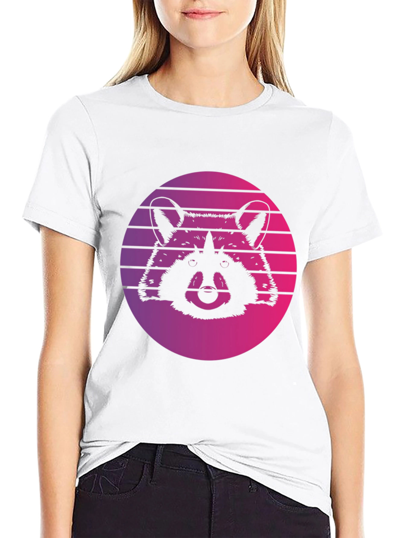 Black Retro Raccoon Graphic Tee view 9