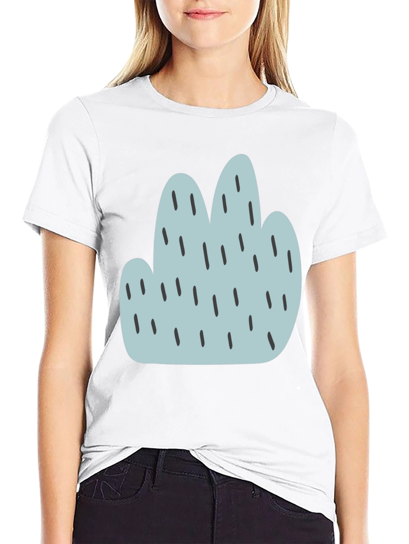 Black Trendy Cactus Graphic Black T-Shirt view 9