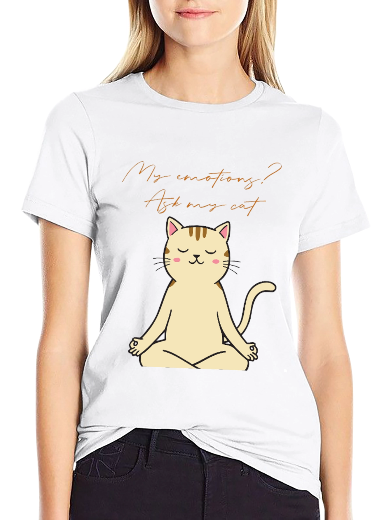Black Meditating Cat T-Shirt - Ask My Cat view 9