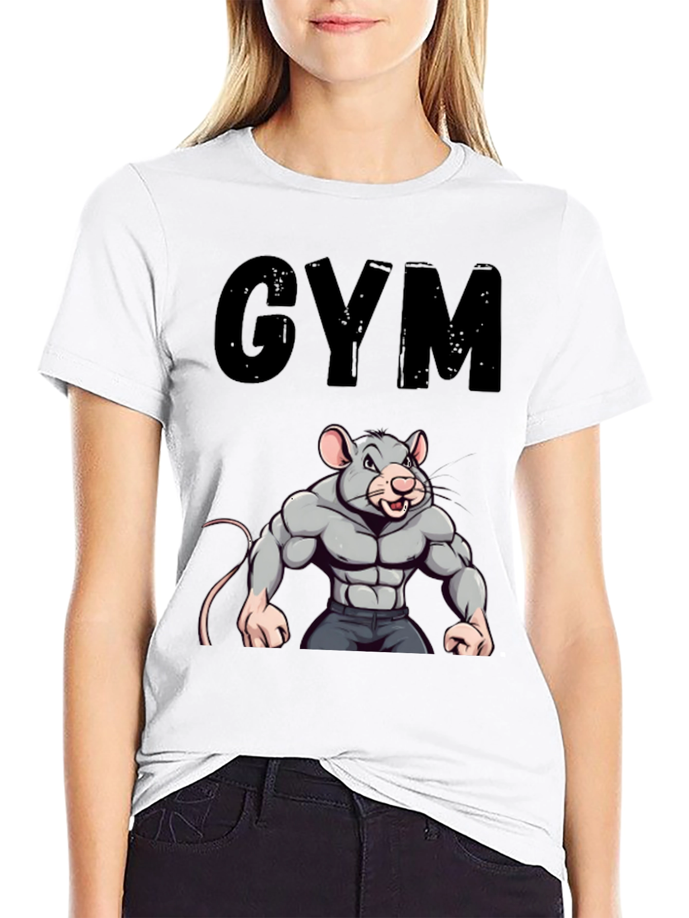 Black Gym Rat T-Shirt - Funny Workout Tee view 9