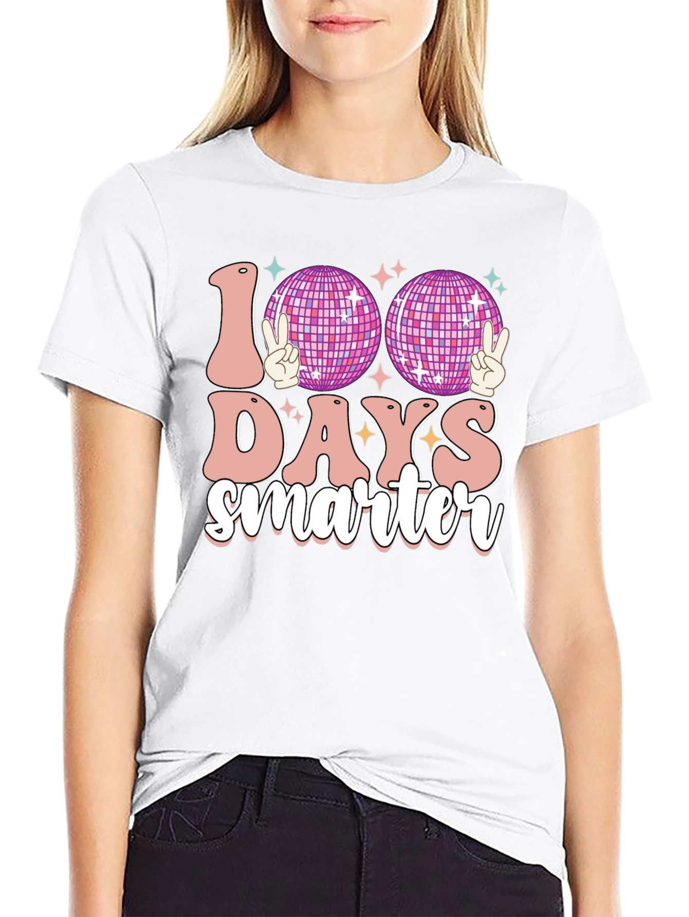 Black 100 Days Smarter Disco Ball T-Shirt view 9