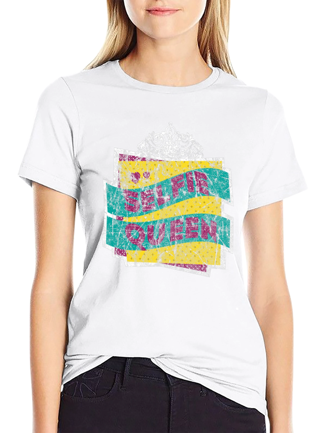 Black Selfie Queen Crown Graphic T-Shirt view 9