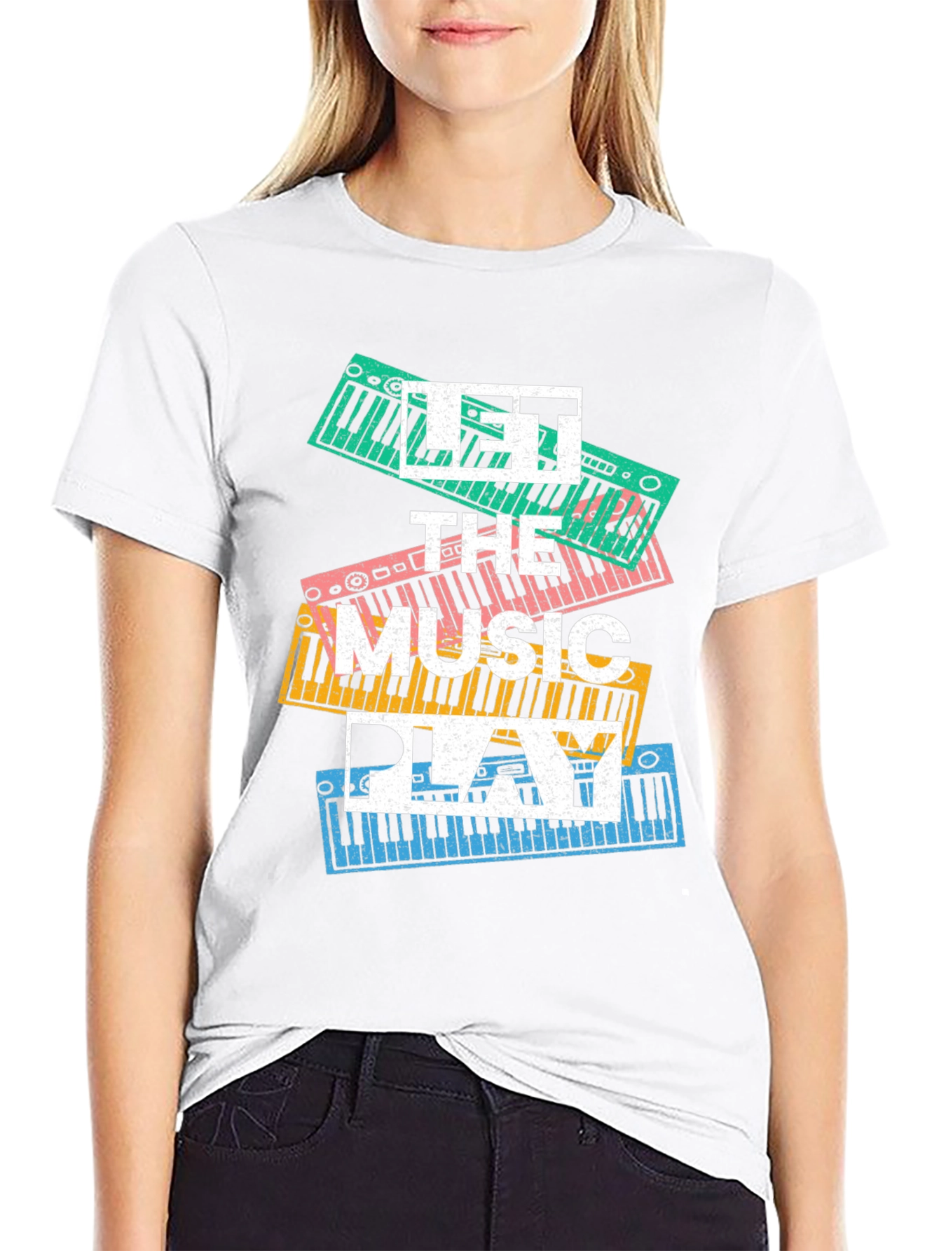 Black Let the Music Play Graphic Tee view 9