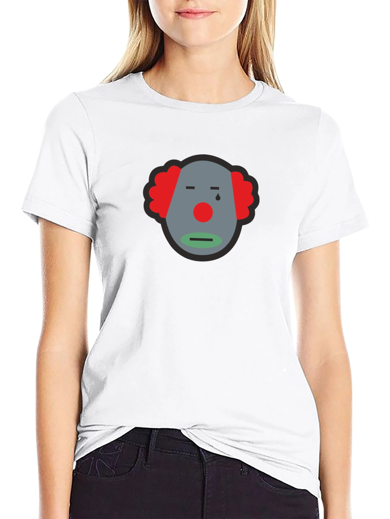 Sad Clown Graphic Tee - Unisex Black Cotton T-Shirt - 9