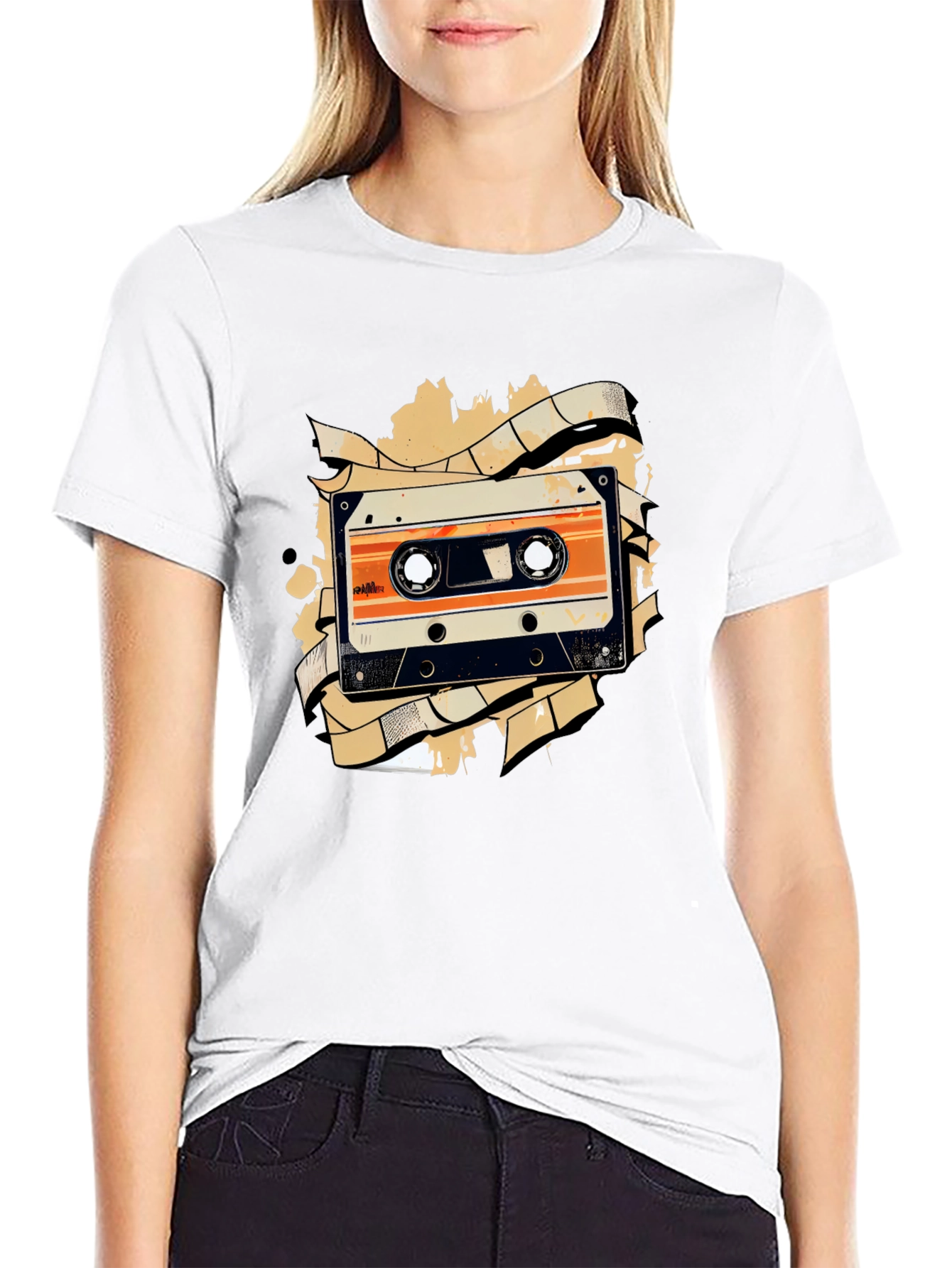 Black Retro Cassette Tape Graphic Tee - Black view 9