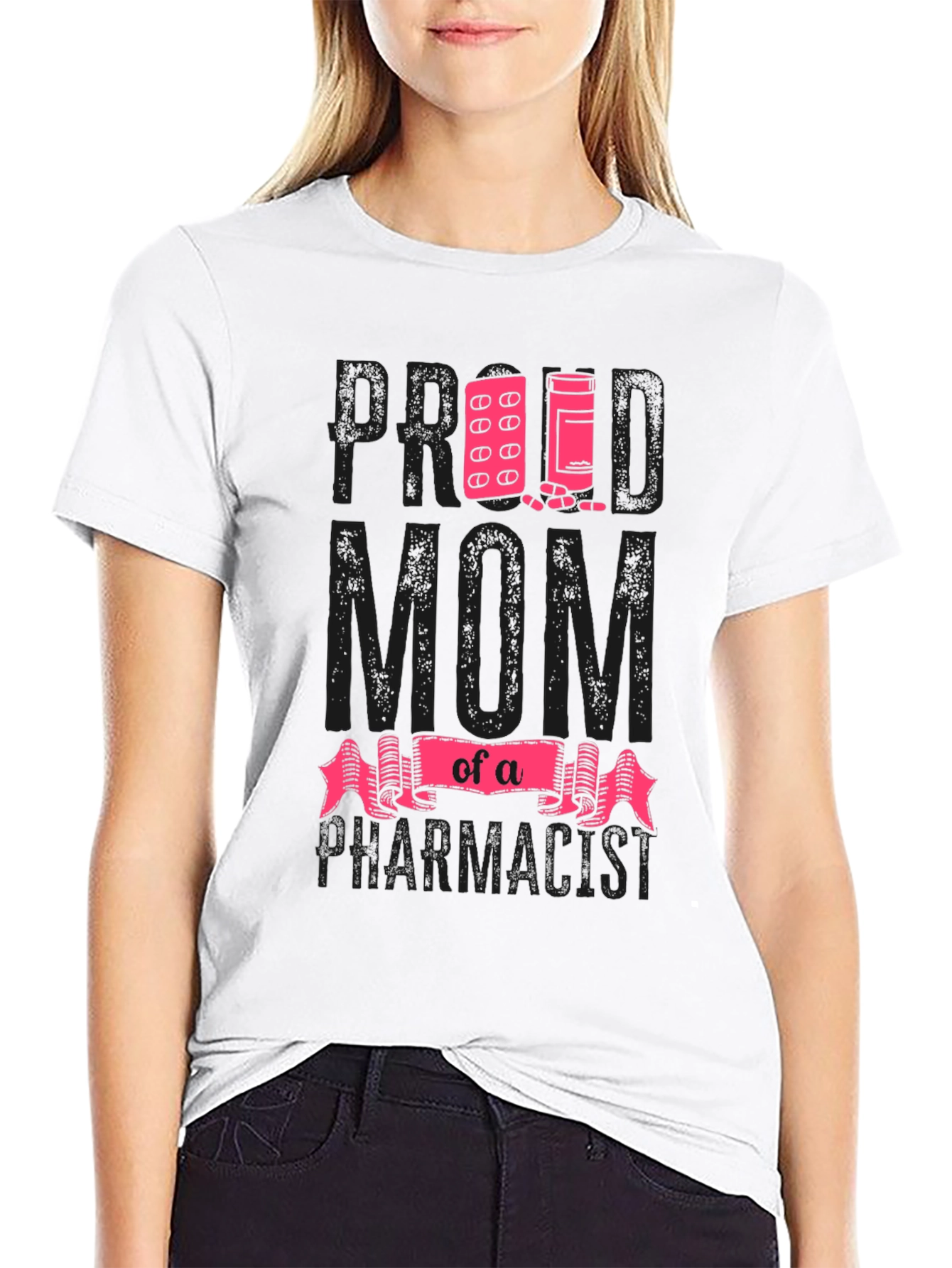 Black Proud Mom of a Pharmacist T-Shirt view 9