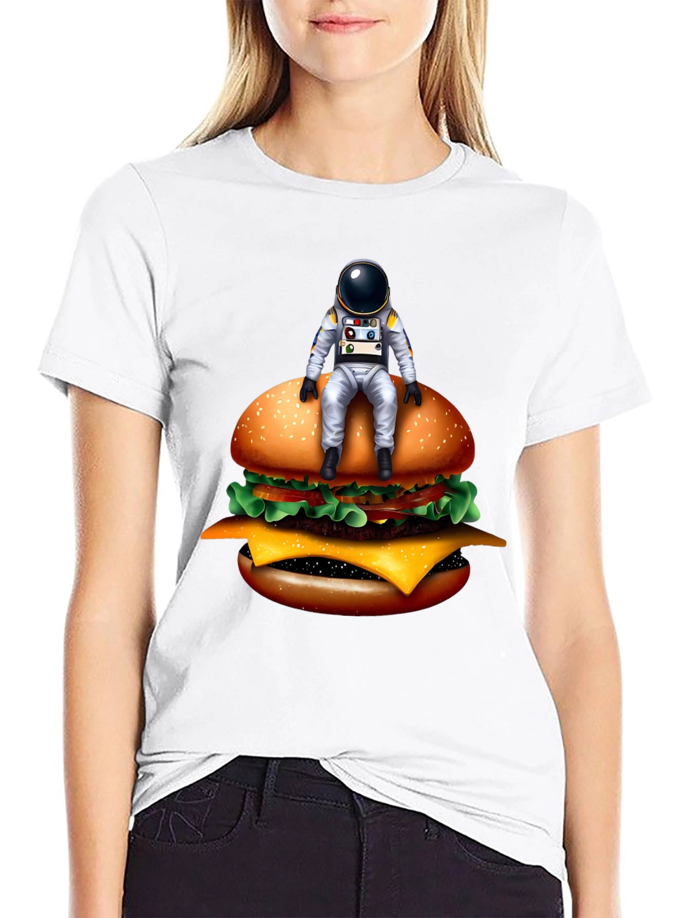 Black Astronaut Burger T-Shirt - Unisex Graphic Tee view 9