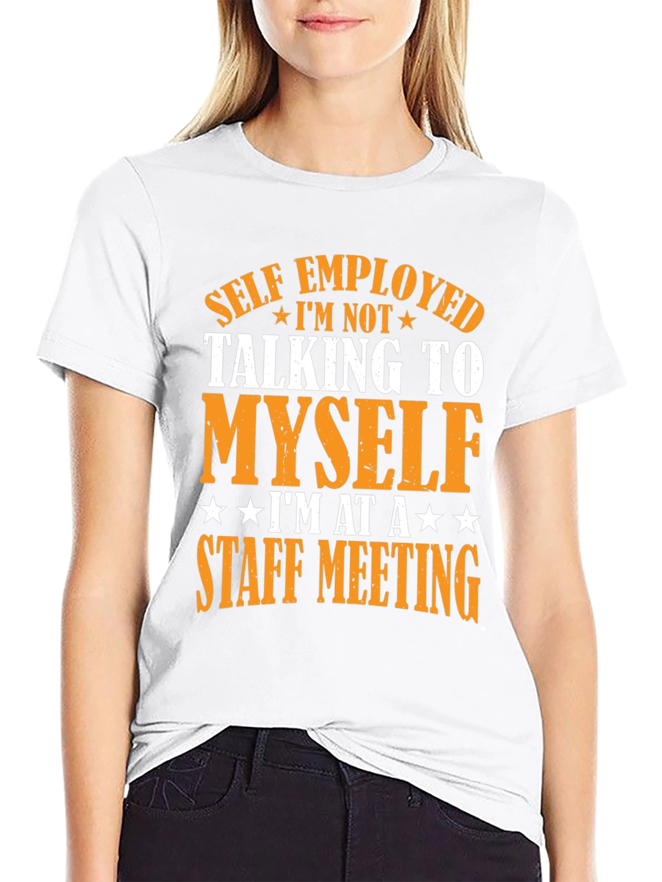 Black Self Employed Staff Meeting T-Shirt - Funny Novelty Tee view 9