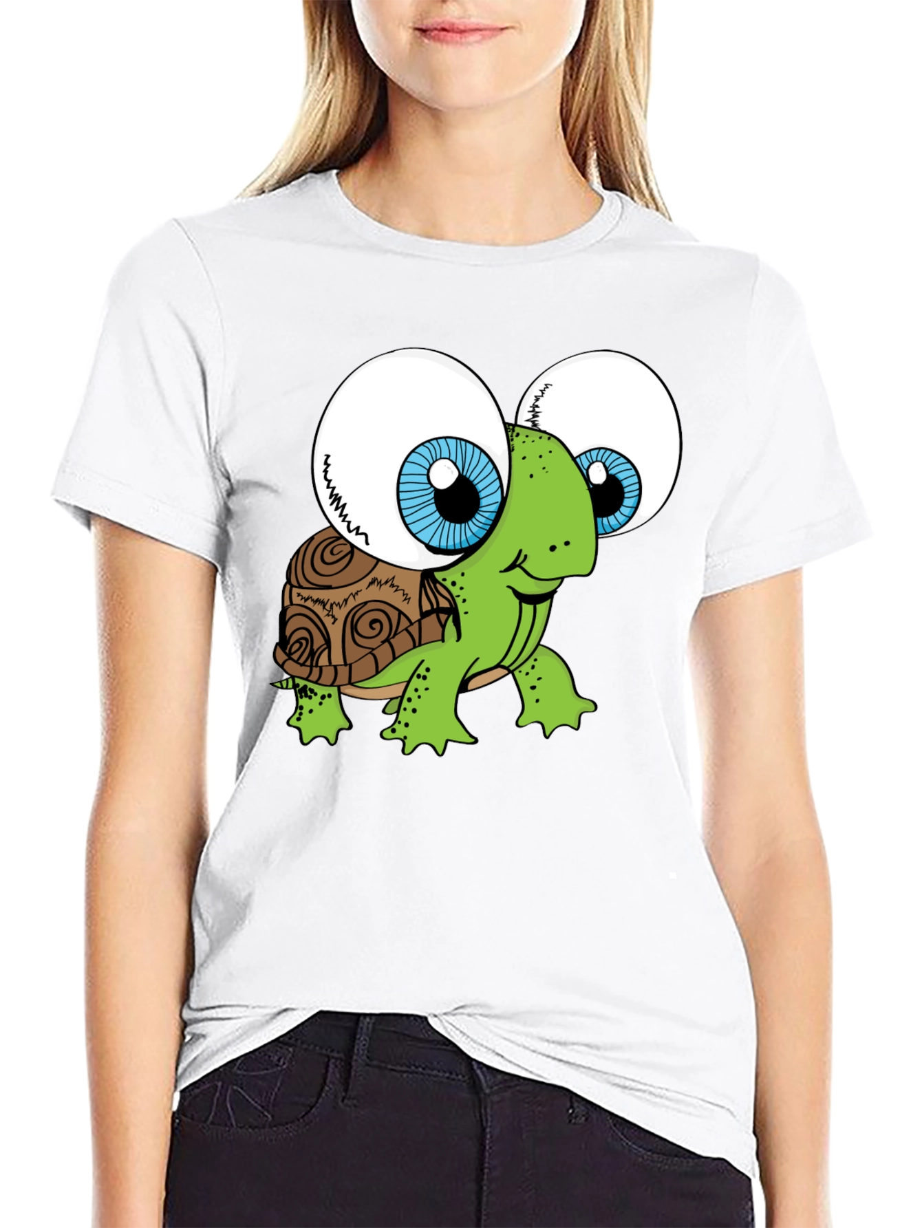 Black Funny Turtle Googly Eyes Black T-Shirt view 9