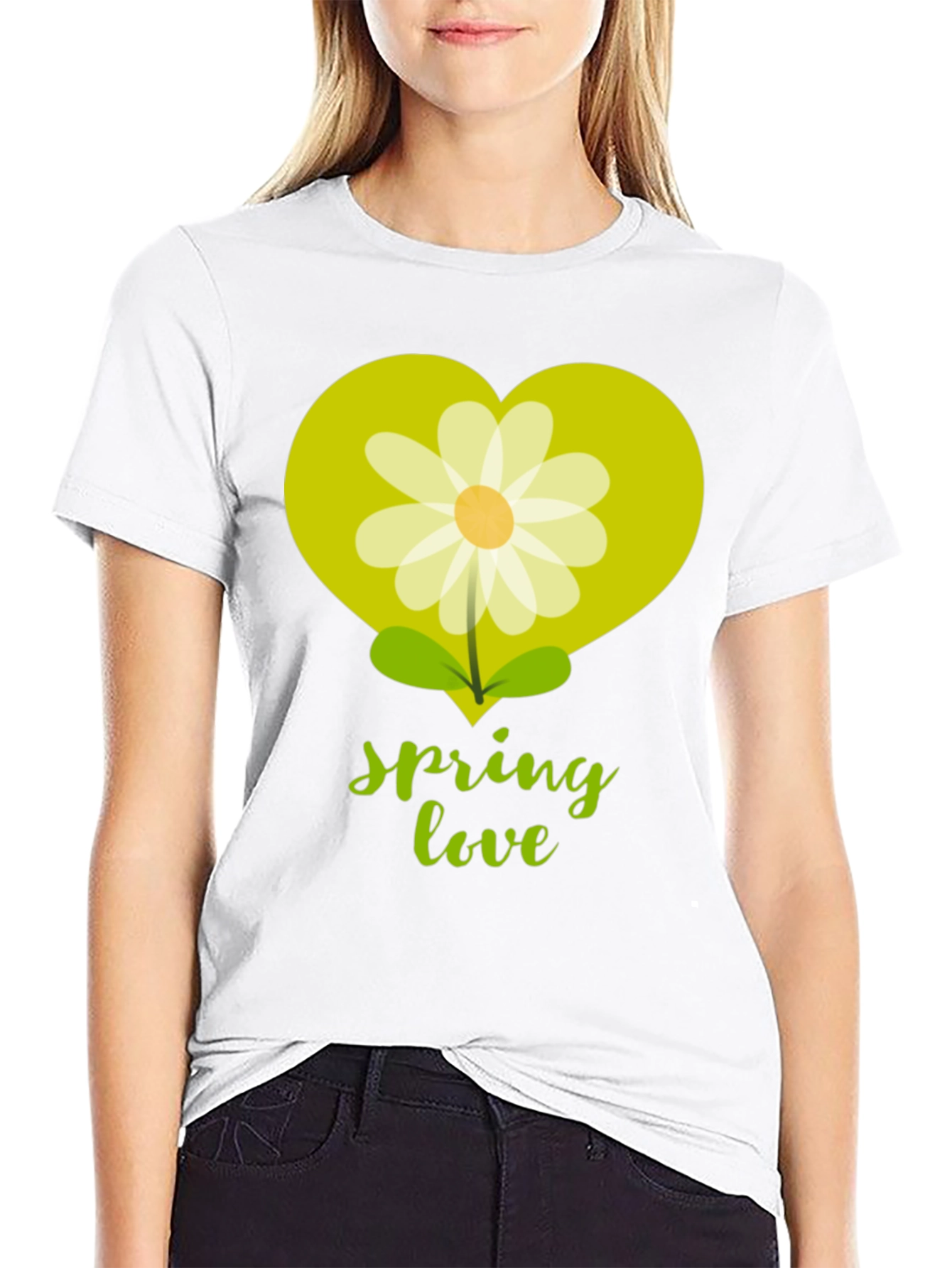 Black Spring Love T-Shirt - Floral Heart Graphic Tee view 9